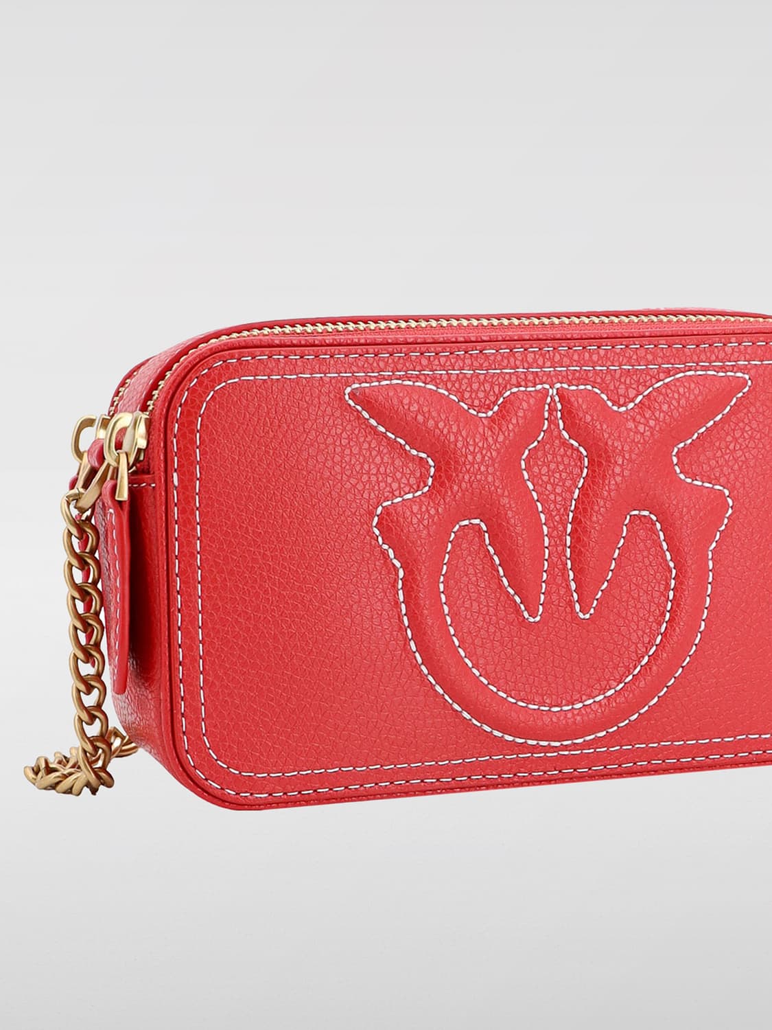 PINKO BORSA MINI: Borsa Carrie Pinko in pelle a grana , Rosso - Img 3
