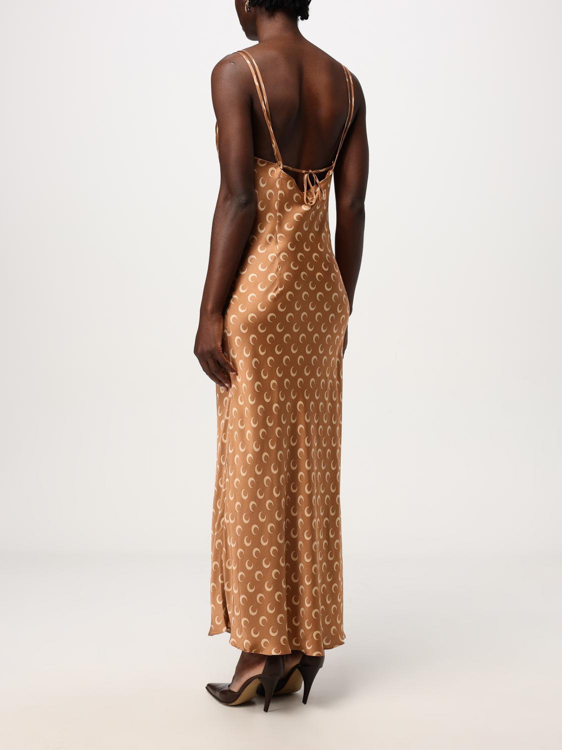 marine serre brown dress MARINE SERRE MOON PRINTED PANELLED DRESS - Maxi dress - brown
