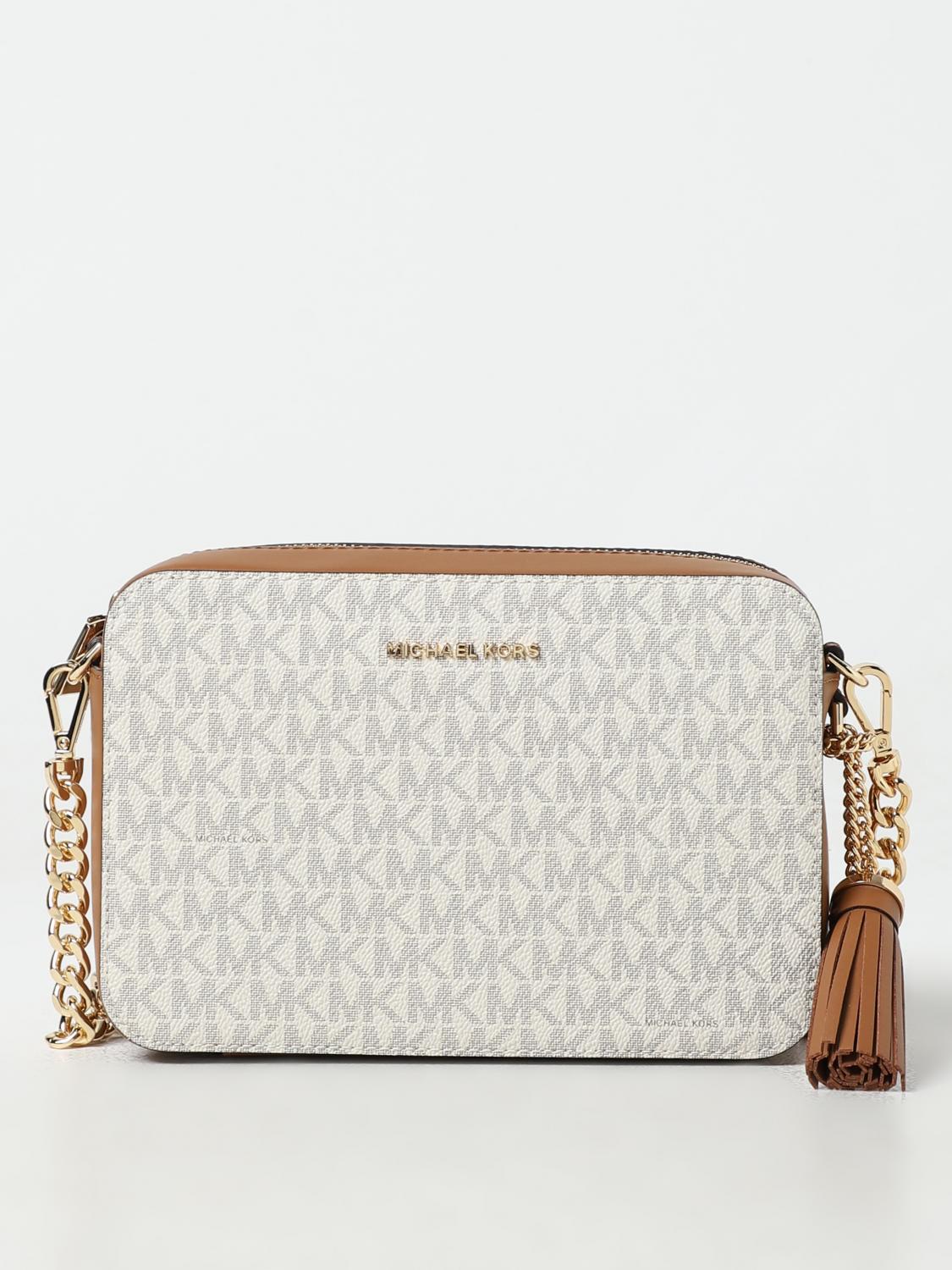 MICHAEL KORS BORSA A TRACOLLA: Borsa a tracolla Jet Set media con logo Michael Kors, Crema - Img 1