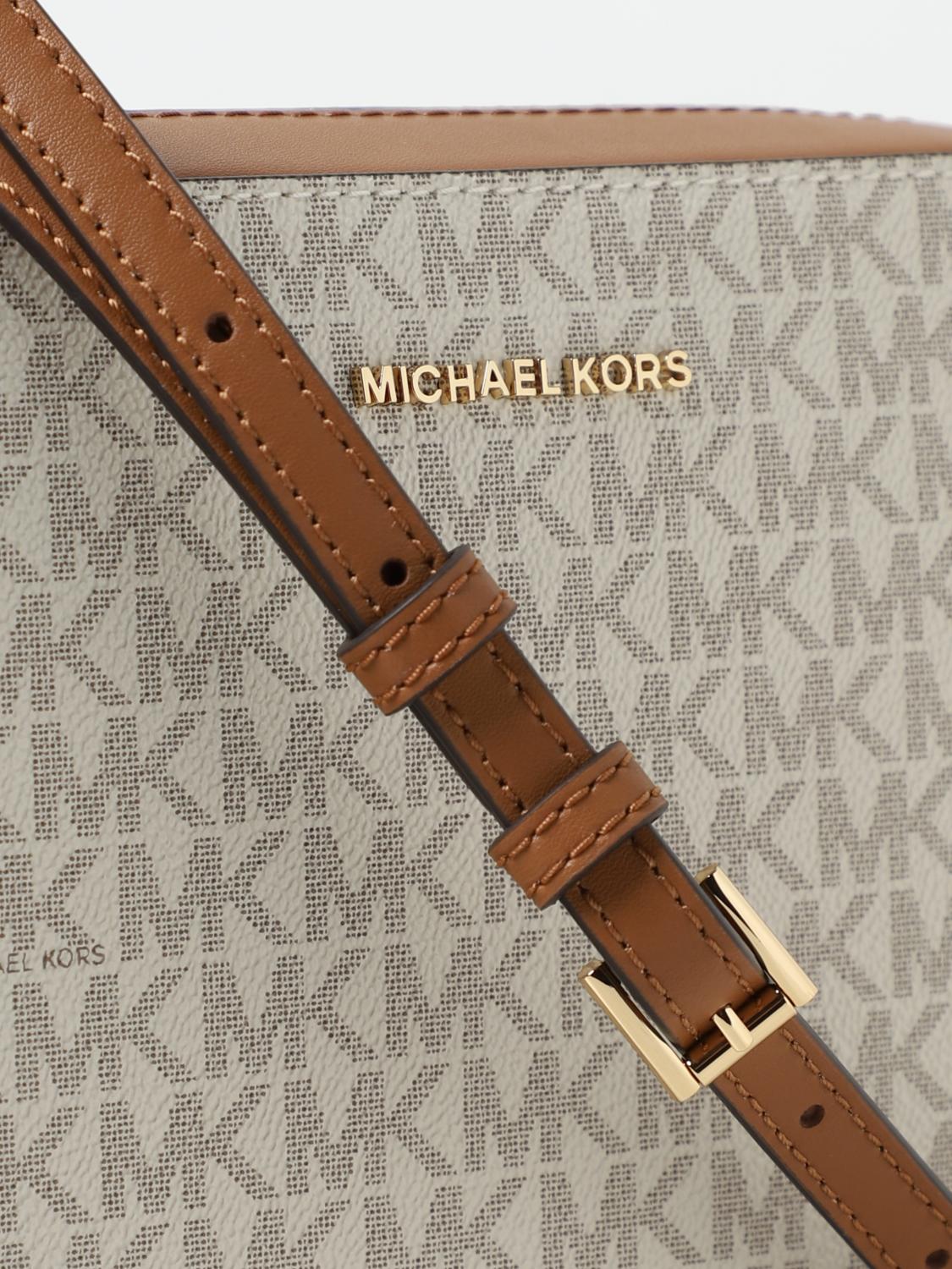 MICHAEL KORS BORSA A TRACOLLA: Borsa a tracolla Jet Set media con logo Michael Kors, Crema - Img 3