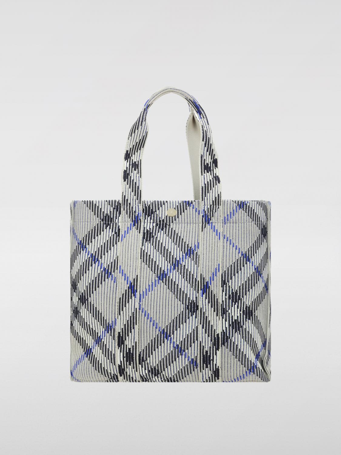 BURBERRY BORSA A SPALLA: Borsa Check Burberry in nylon jacquard, Verde - Img 1