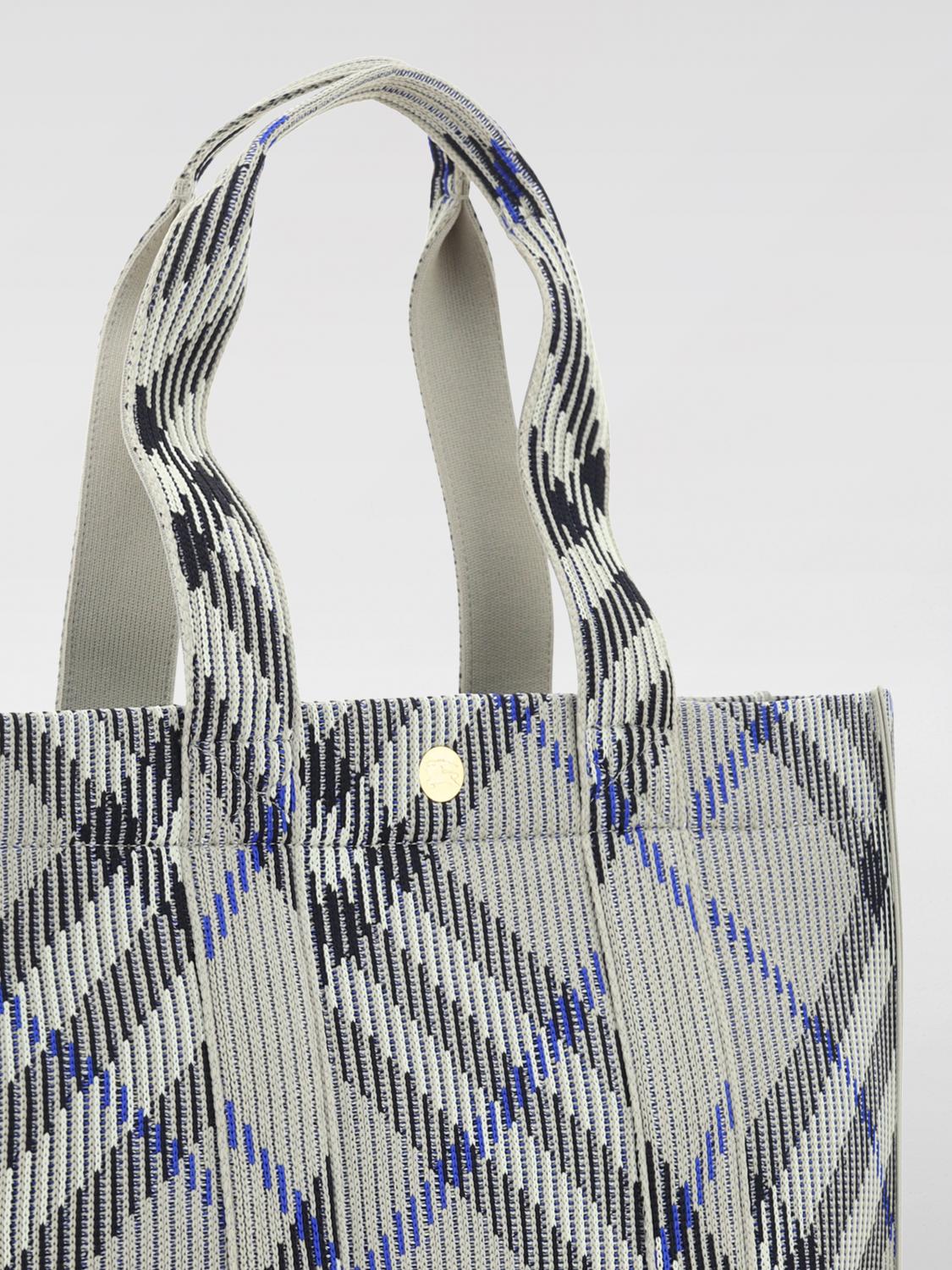BURBERRY BORSA A SPALLA: Borsa Check Burberry in nylon jacquard, Verde - Img 3
