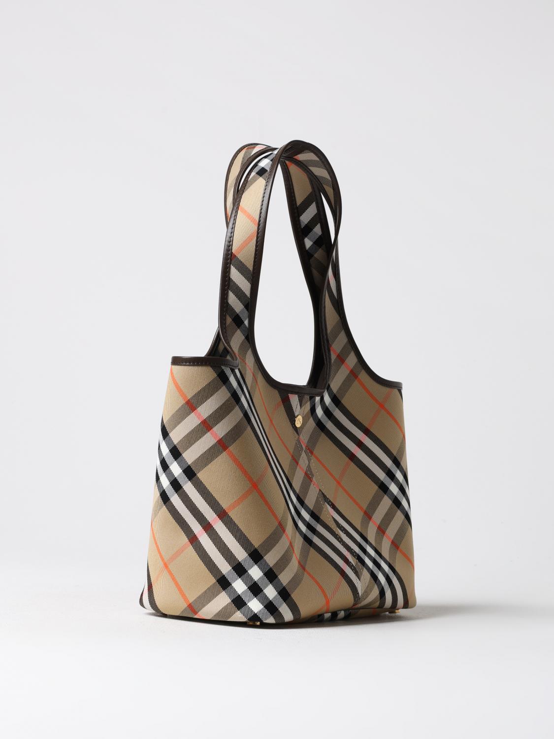 BURBERRY BORSA A SPALLA: Borsa Vintage Check Burberry in canvas jacquard , Beige - Img 3