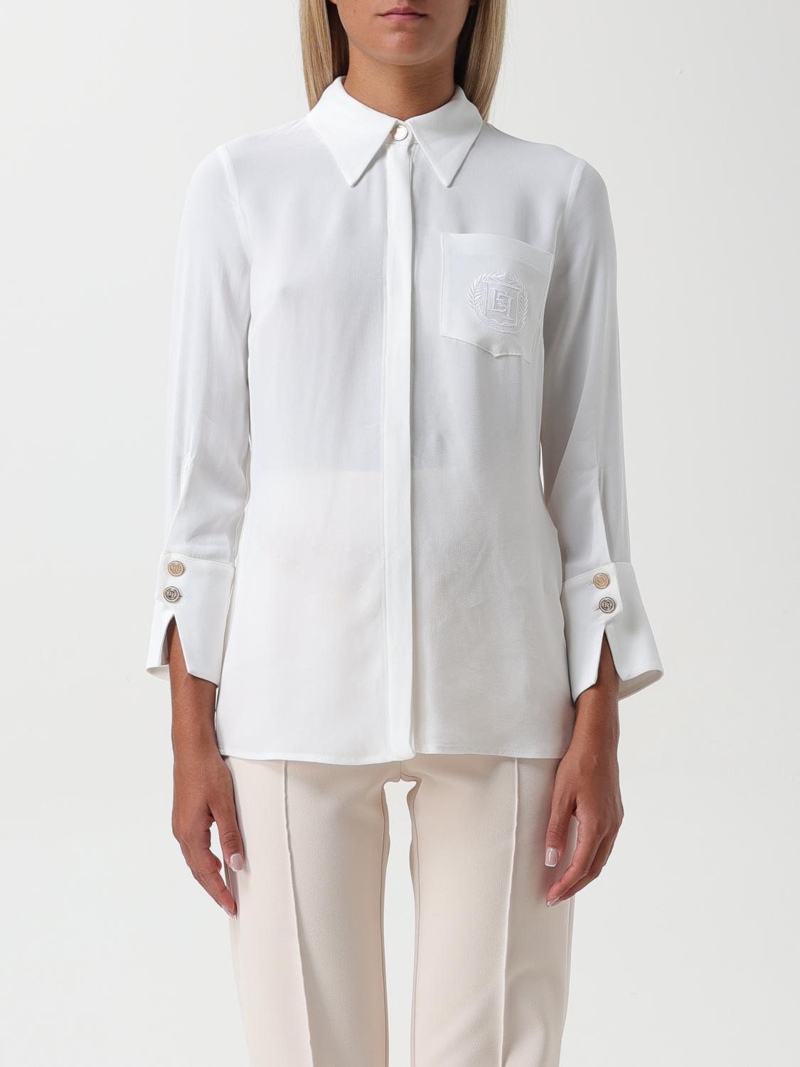 ELISABETTA FRANCHI CAMICIA: Camicia in georgette Elisabetta Franchi, Avorio - Img 1