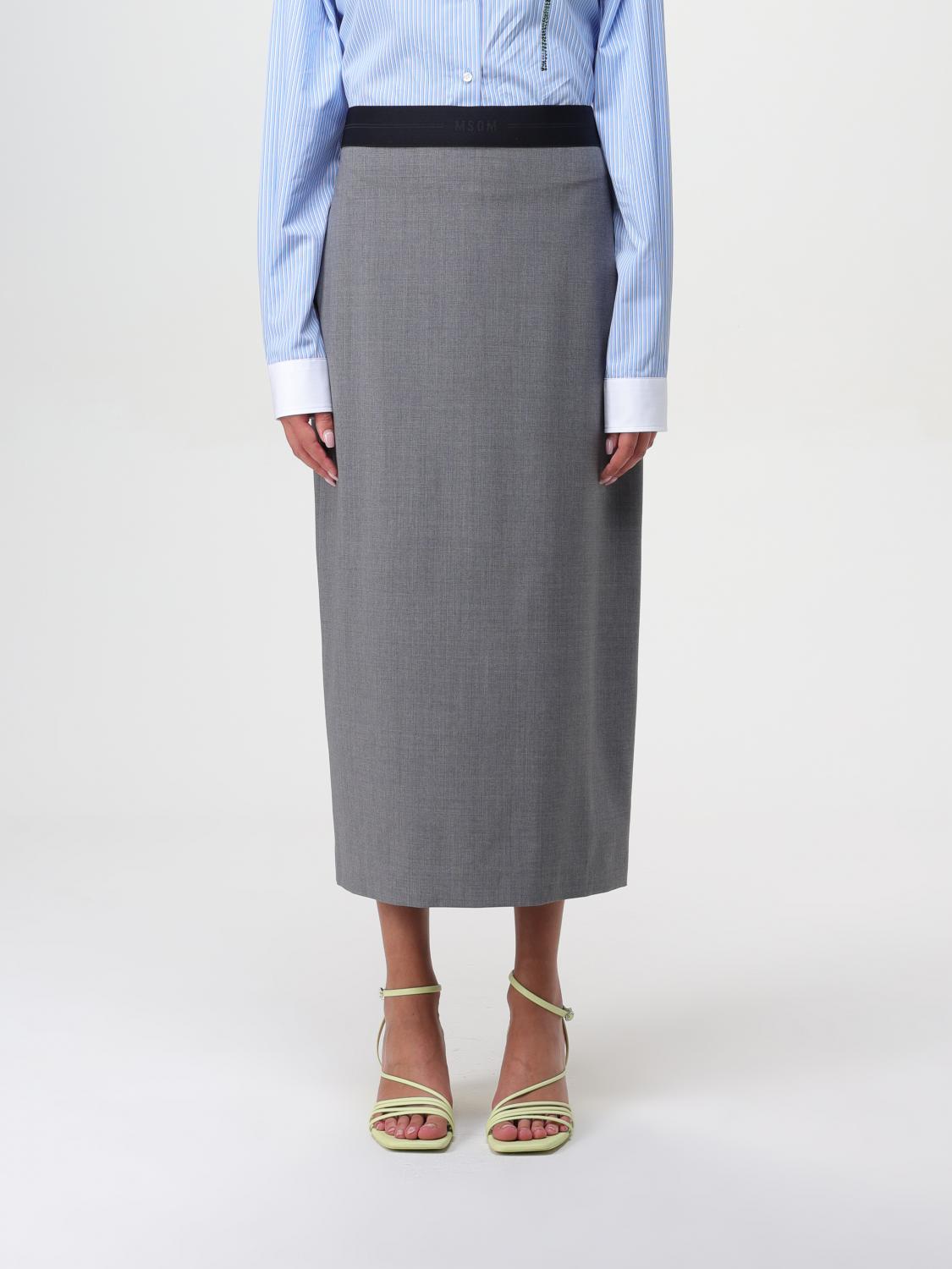 MSGM 半身裙: 半身裙 女士 MSGM, 灰色 - Img 1