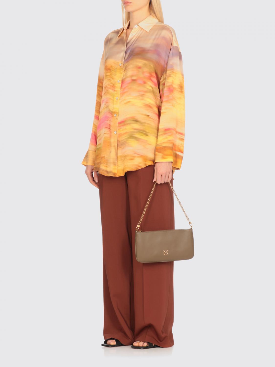 PINKO BORSA A SPALLA: Borsa Pinko in pelle , Marrone - Img 2