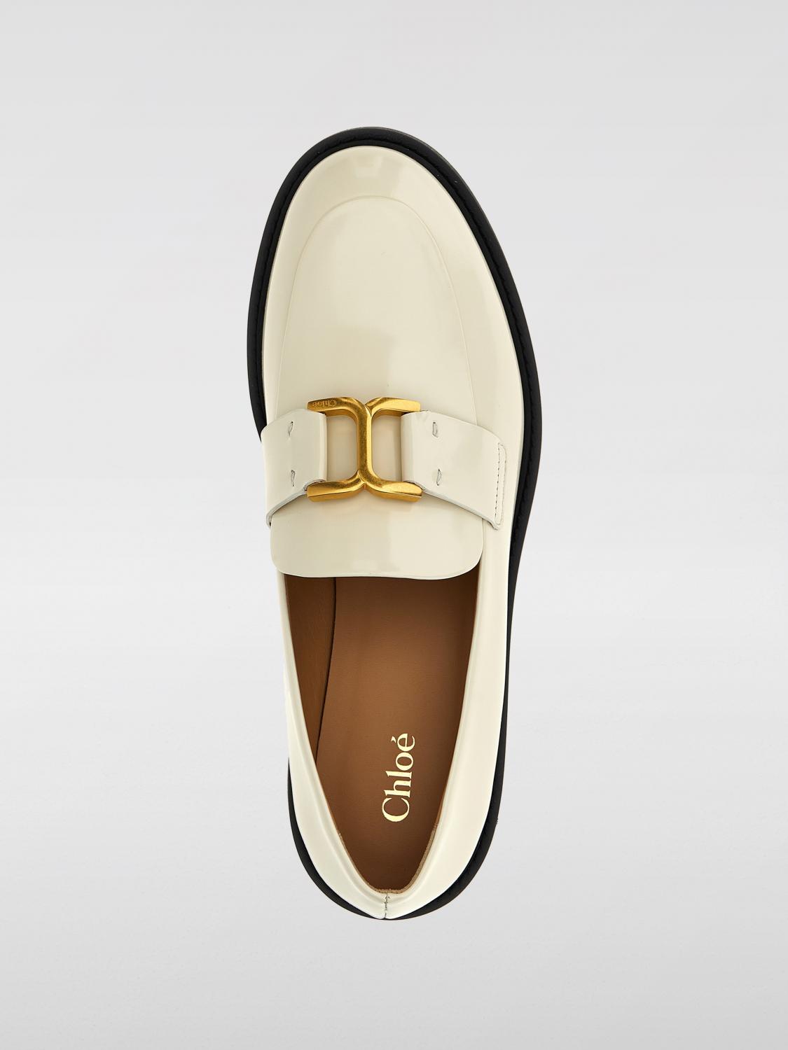 CHLOÉ MOCASSINI: Mocassino Chloè in pelle spazzolata , Bianco - Img 4