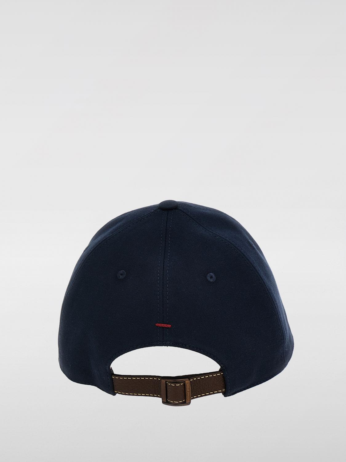 BRUNELLO CUCINELLI GORRO: Gorro de algodón con logo bordado Brunello Cucinelli, Azul Oscuro - Img 2