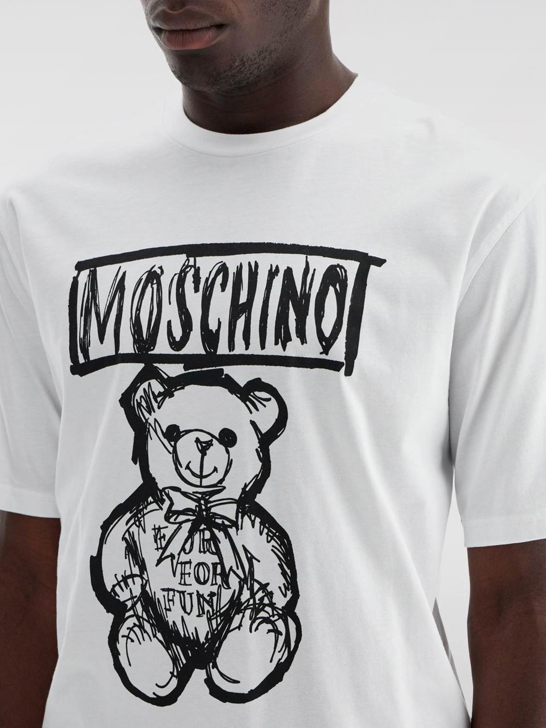 MOSCHINO COUTURE T-SHIRT: T-shirt Teddy Moschino Couture in cotone con stampa logo , Bianco - Img 3