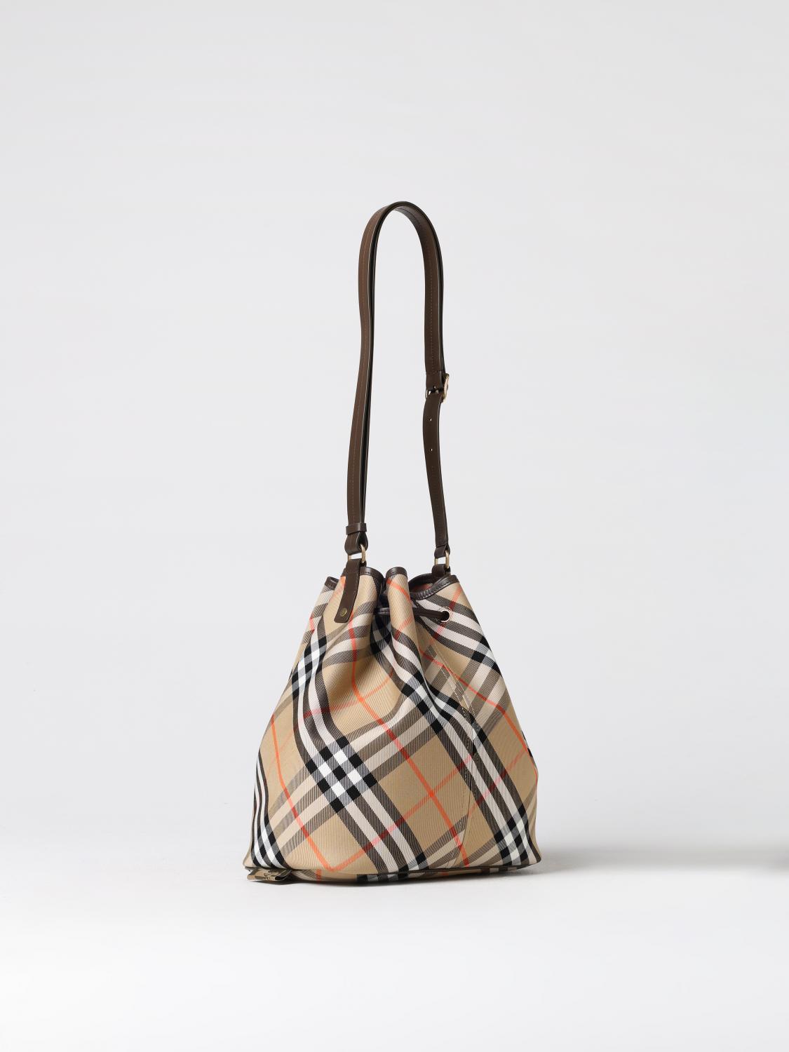 BURBERRY BORSA A SPALLA: Borsa Vintage Check Burberry in cotone spalmato , Beige - Img 3