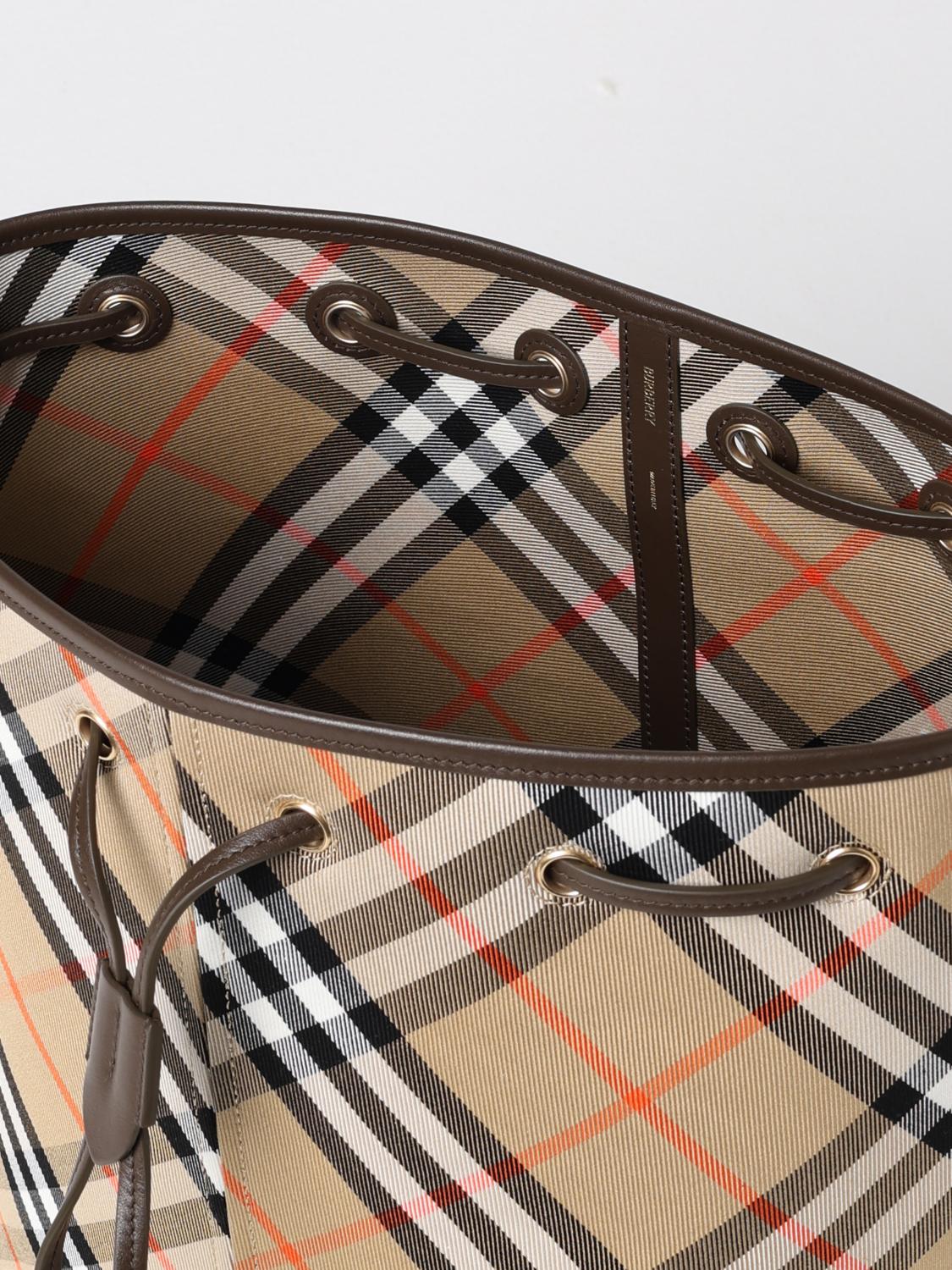BURBERRY BORSA A SPALLA: Borsa Vintage Check Burberry in cotone spalmato , Beige - Img 5