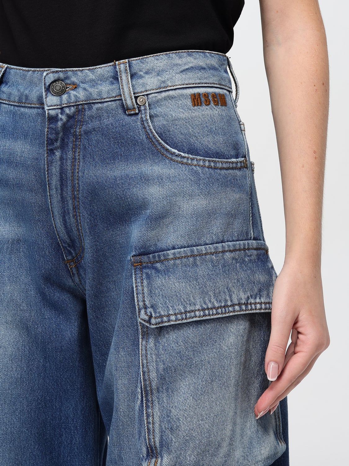 MSGM JEANS: Jeans cargo MSGM in denim , Blue - Img 3