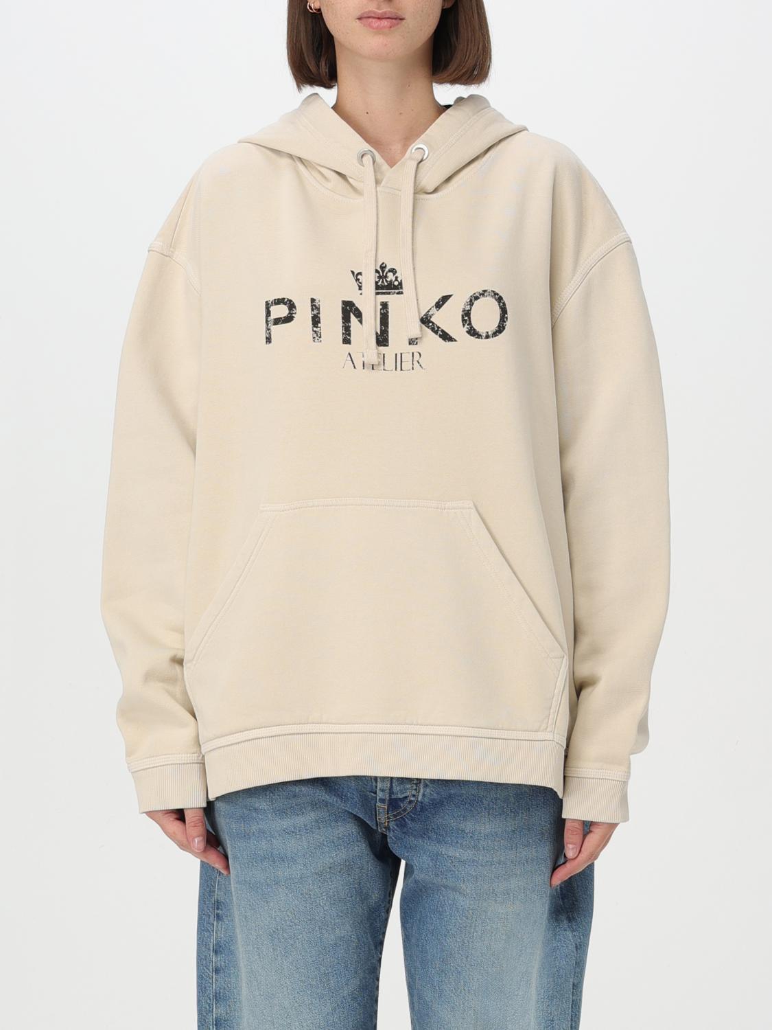 PINKO FELPA: Felpa Pinko in cotone con logo , Beige - Img 1