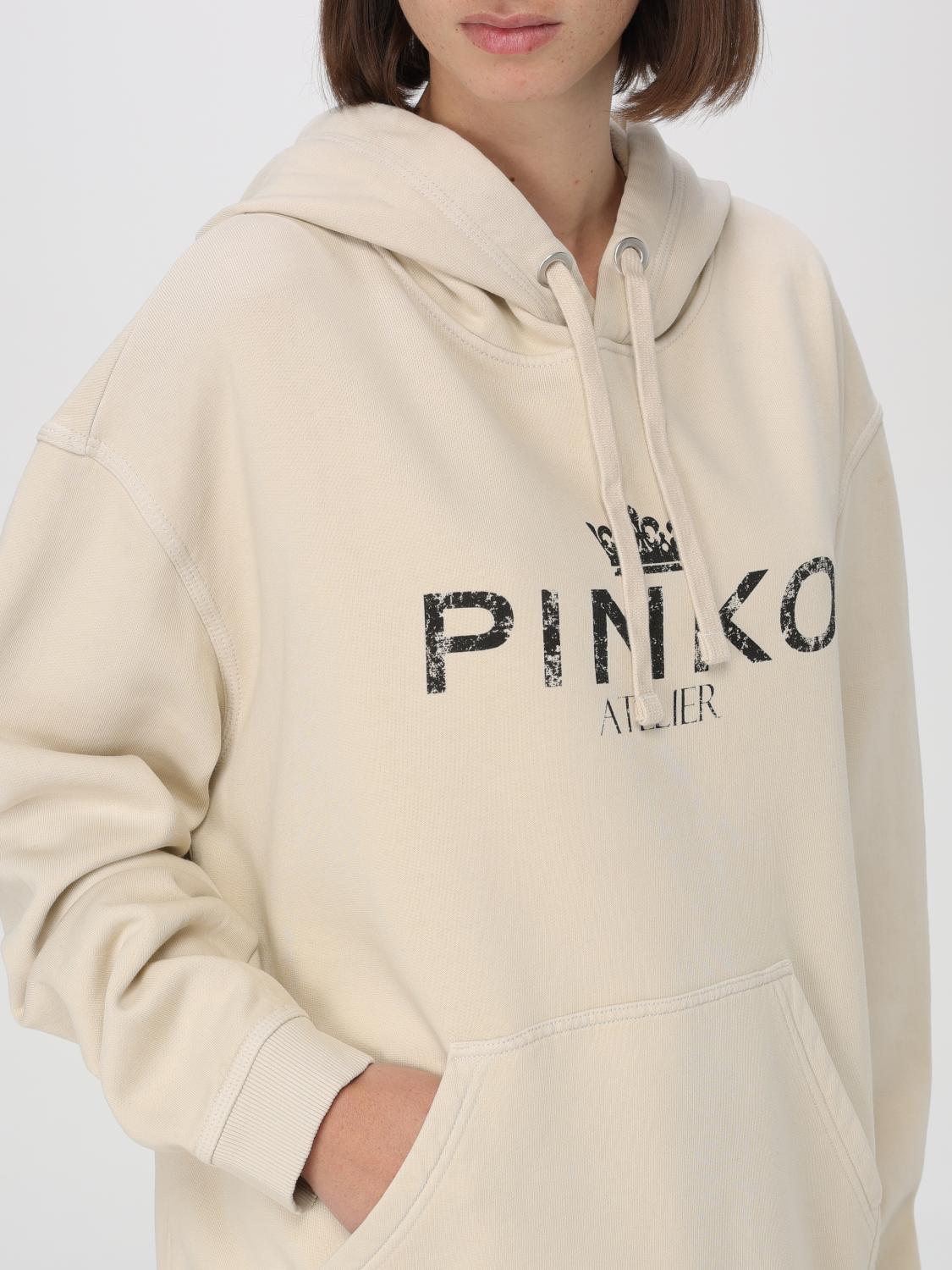 PINKO FELPA: Felpa Pinko in cotone con logo , Beige - Img 3