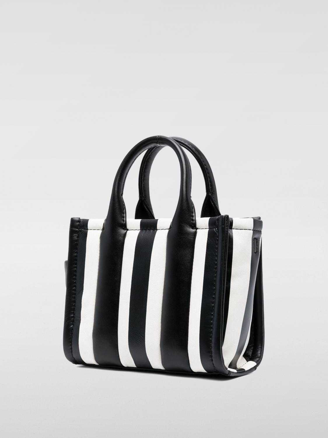 MARC JACOBS BORSA A SPALLA: Borsa Marc Jacobs The Mini Tote Bag a righe, Nero - Img 3