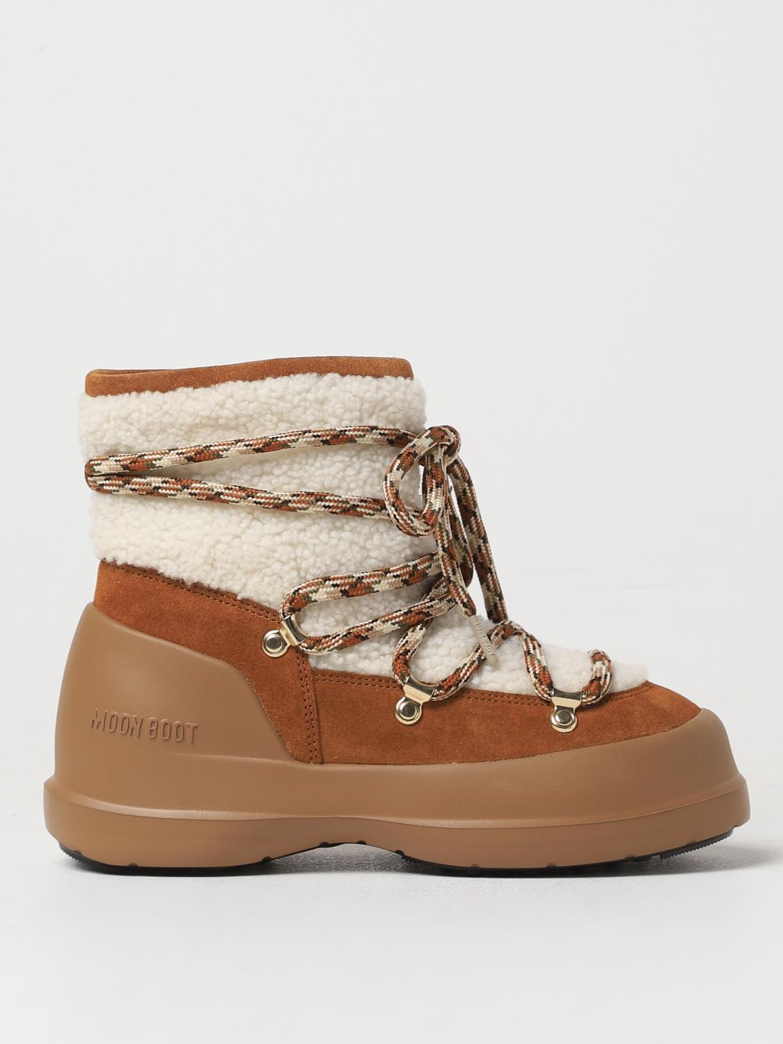 MOON BOOT STIVALETTI: Stivaletto Luna Moon Boot in camoscio e shearling , Marrone - Img 1