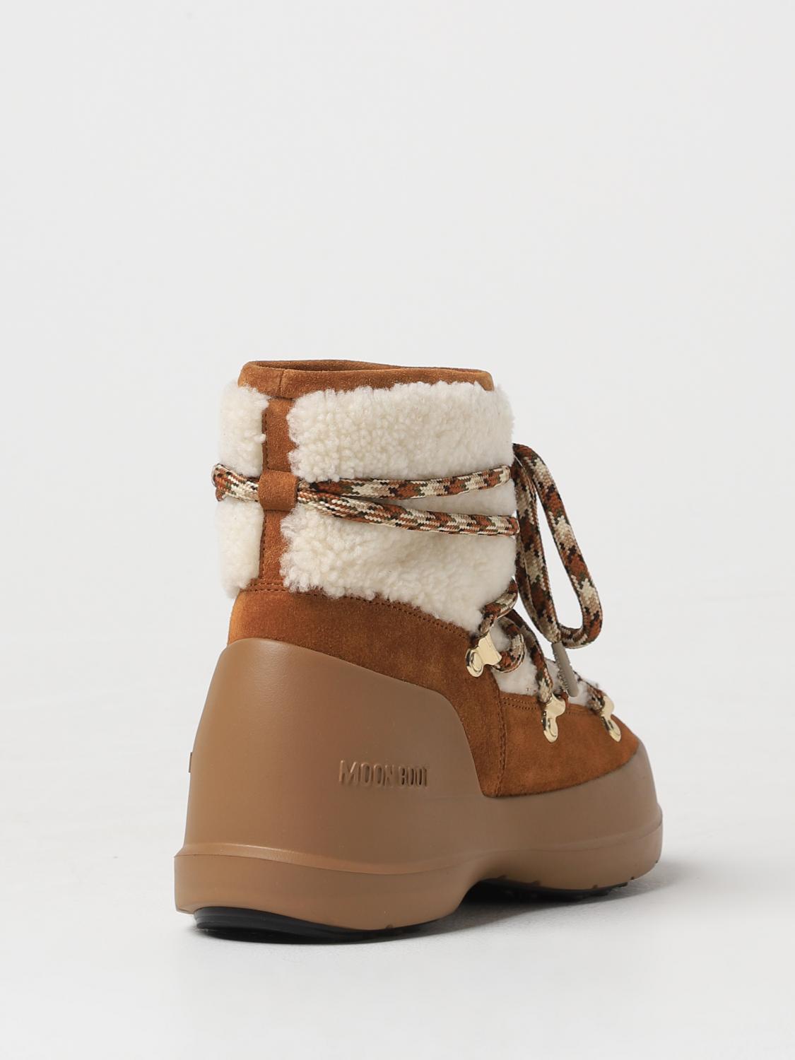 MOON BOOT STIVALETTI: Stivaletto Luna Moon Boot in camoscio e shearling , Marrone - Img 3