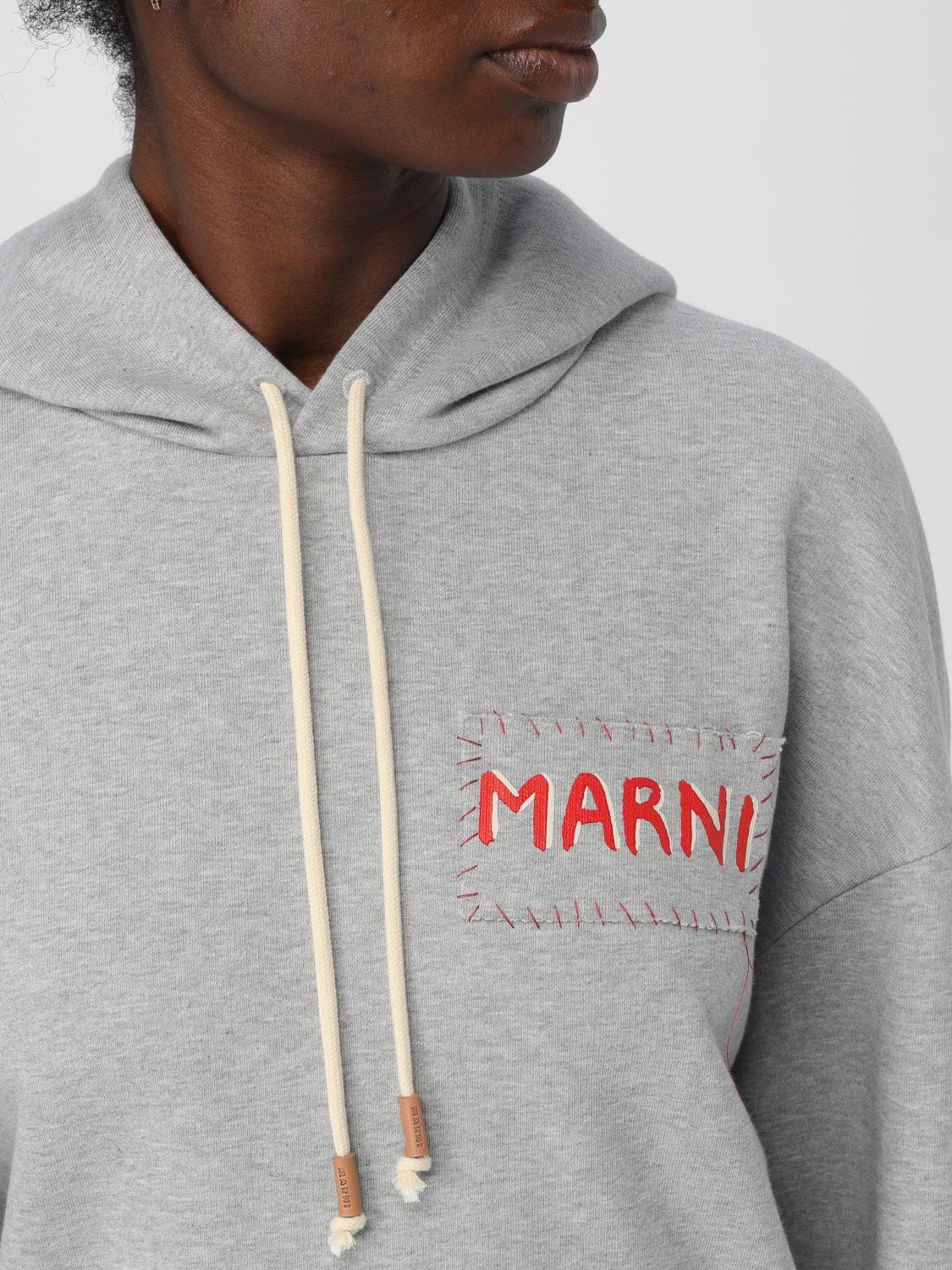 MARNI FELPA: Felpa con cappuccio Marni, Grigio - Img 4