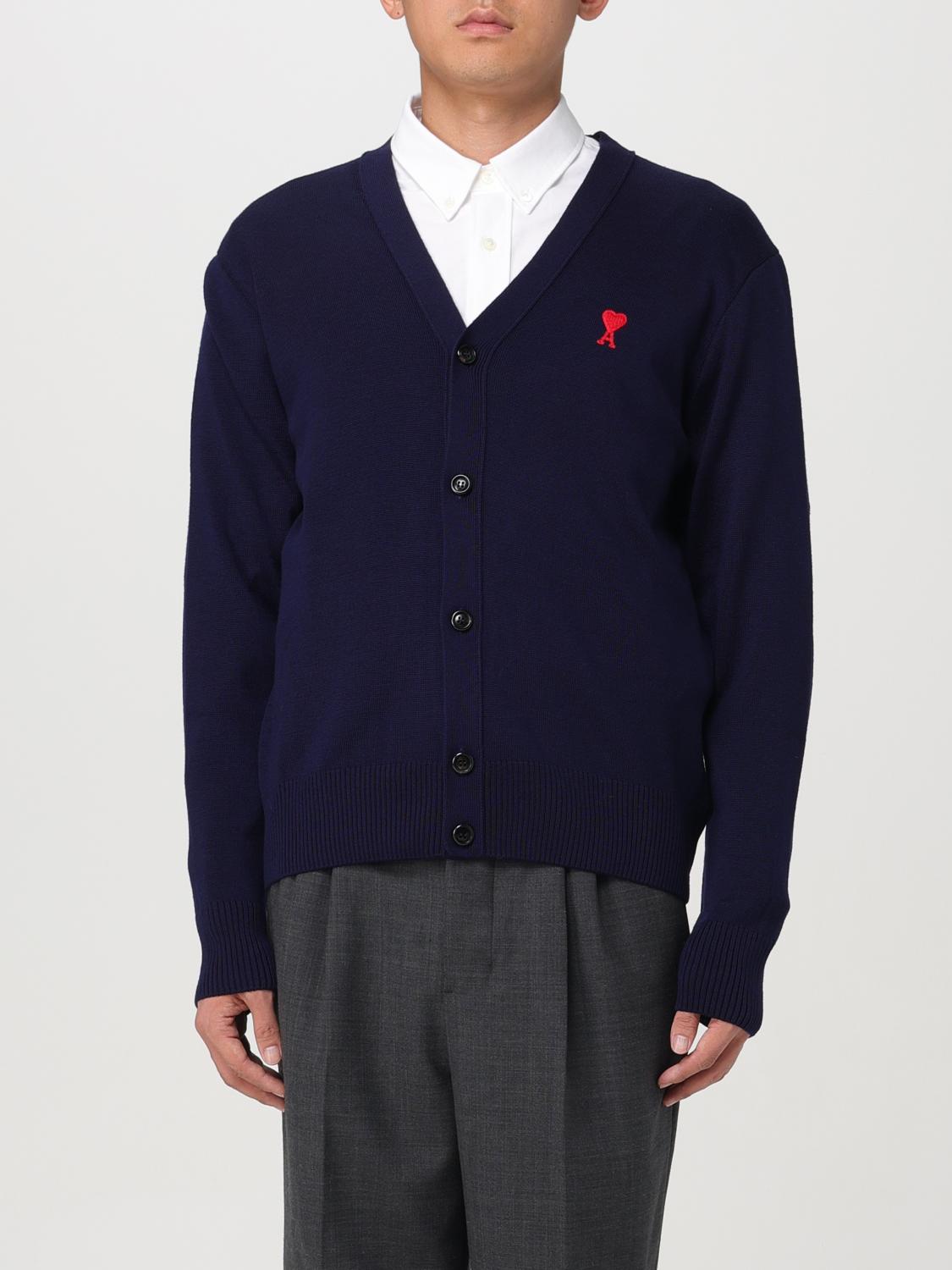 AMI PARIS STRICKJACKE: Pullover herren Ami Paris, Blau - Img 1