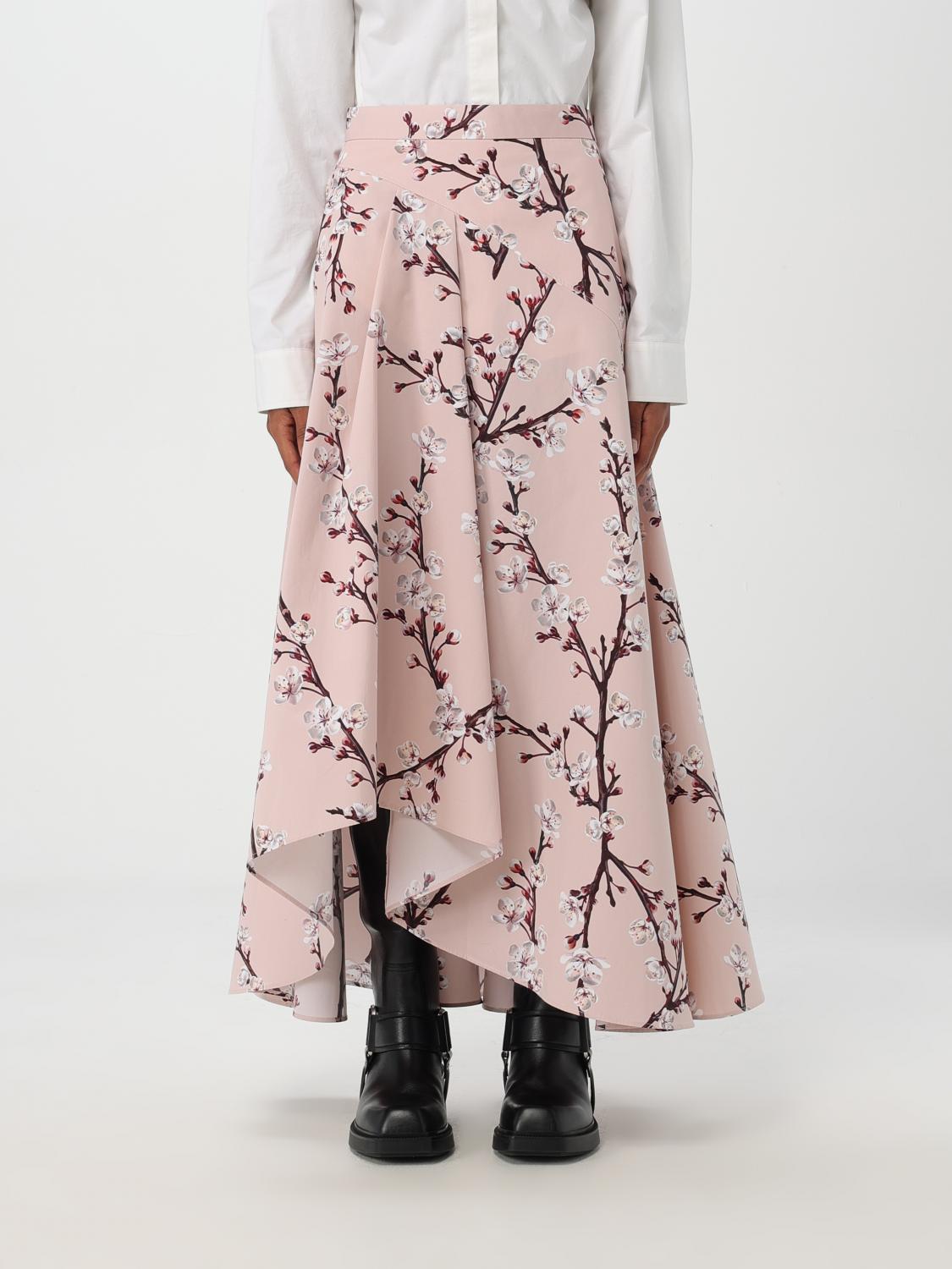 ALEXANDER MCQUEEN GONNA: Gonna Alexander McQueen in cotone stampato , Rosa - Img 1