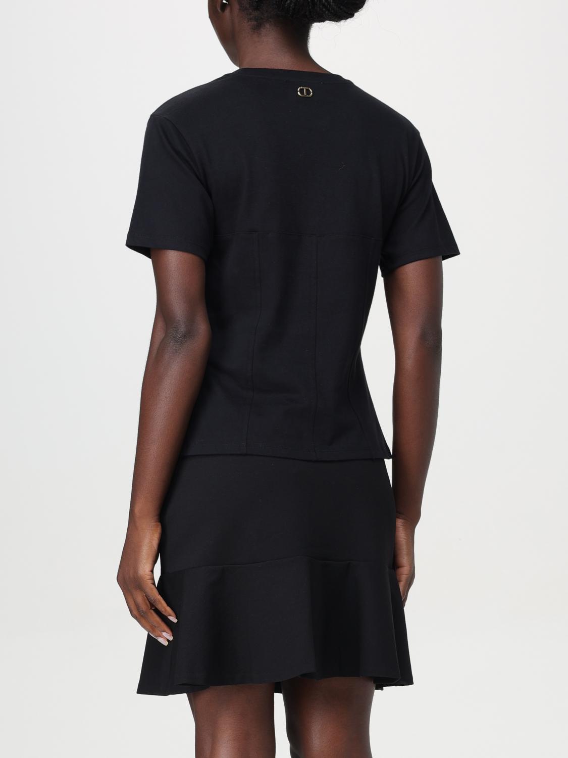 TWINSET T-SHIRTS: T-shirt bustier in cotone Twinset, Nero - Img 2