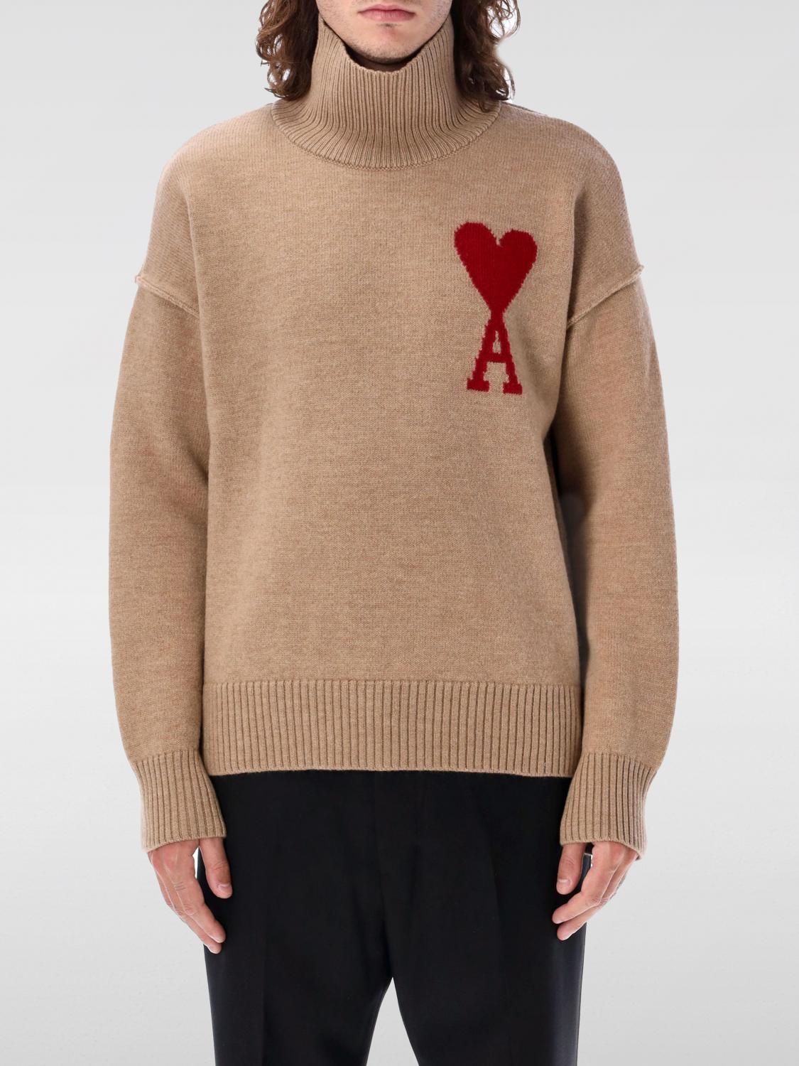 AMI PARIS JERSEY: Jersey hombre Ami Paris, Camello - Img 1