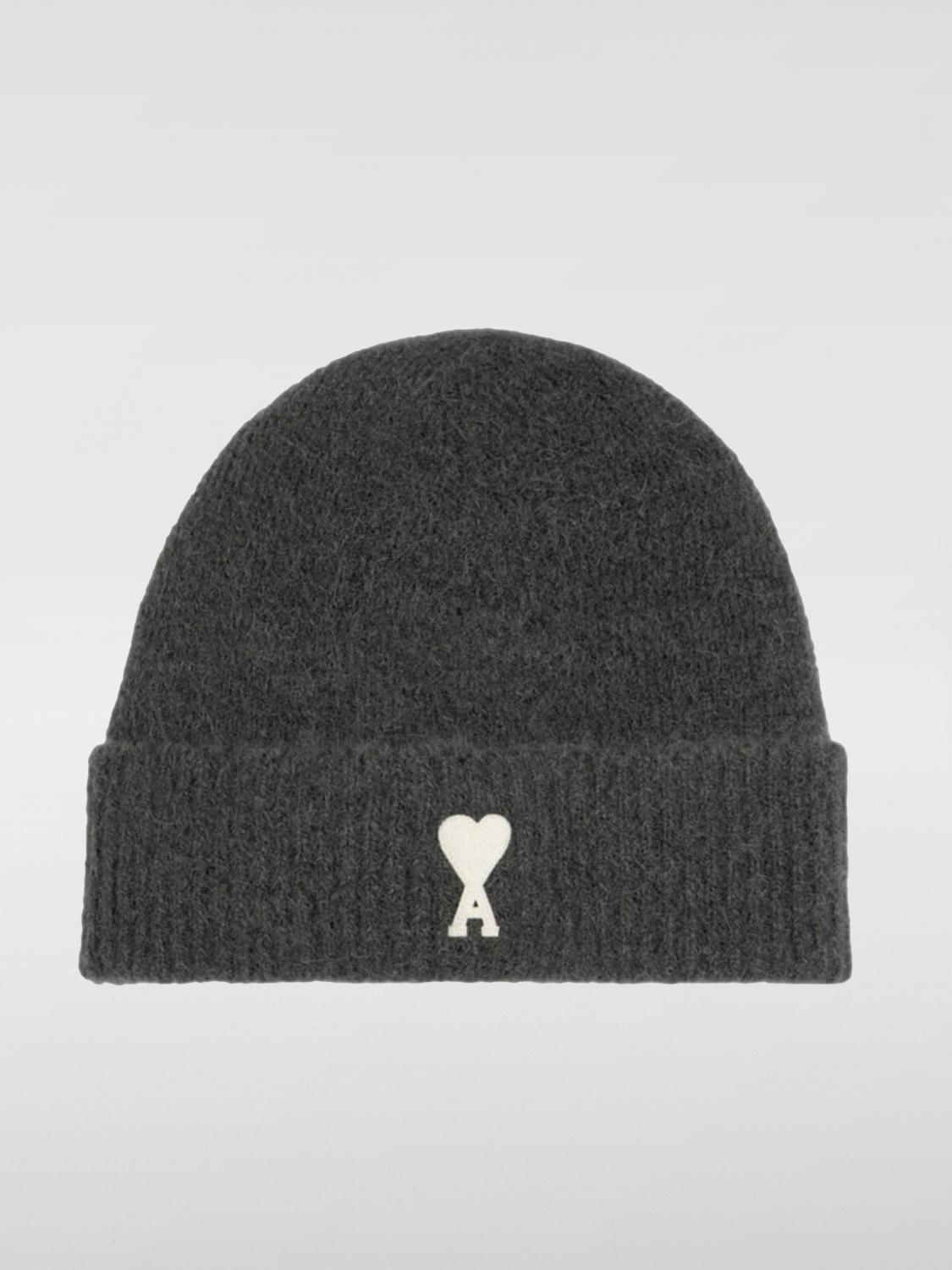 AMI PARIS CAPPELLO: Cappello Ami Paris in lana con logo , Grigio - Img 1