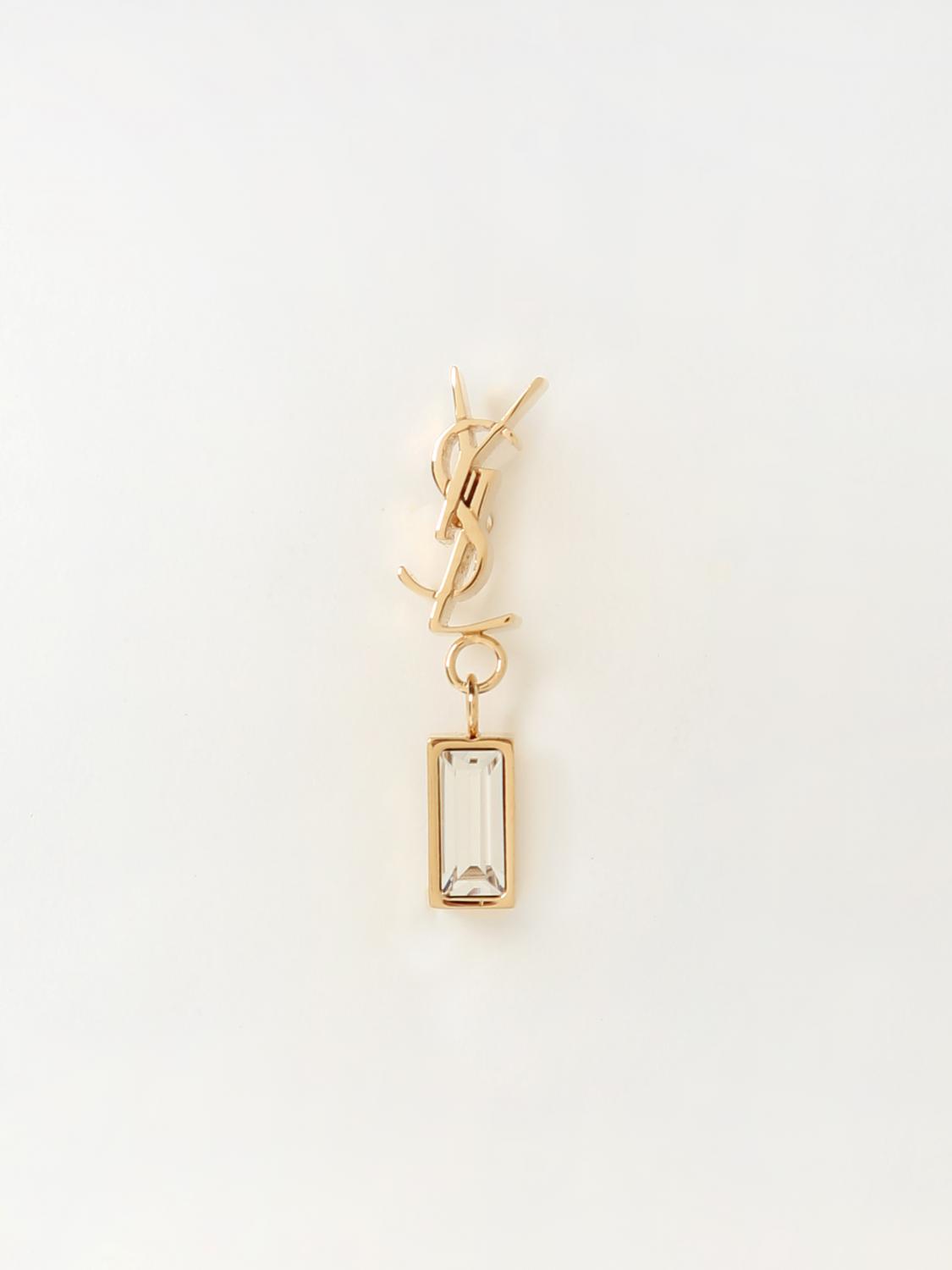 SAINT LAURENT GIOIELLO: Orecchino Saint Laurent in ottone con strass incastonato , Oro - Img 1
