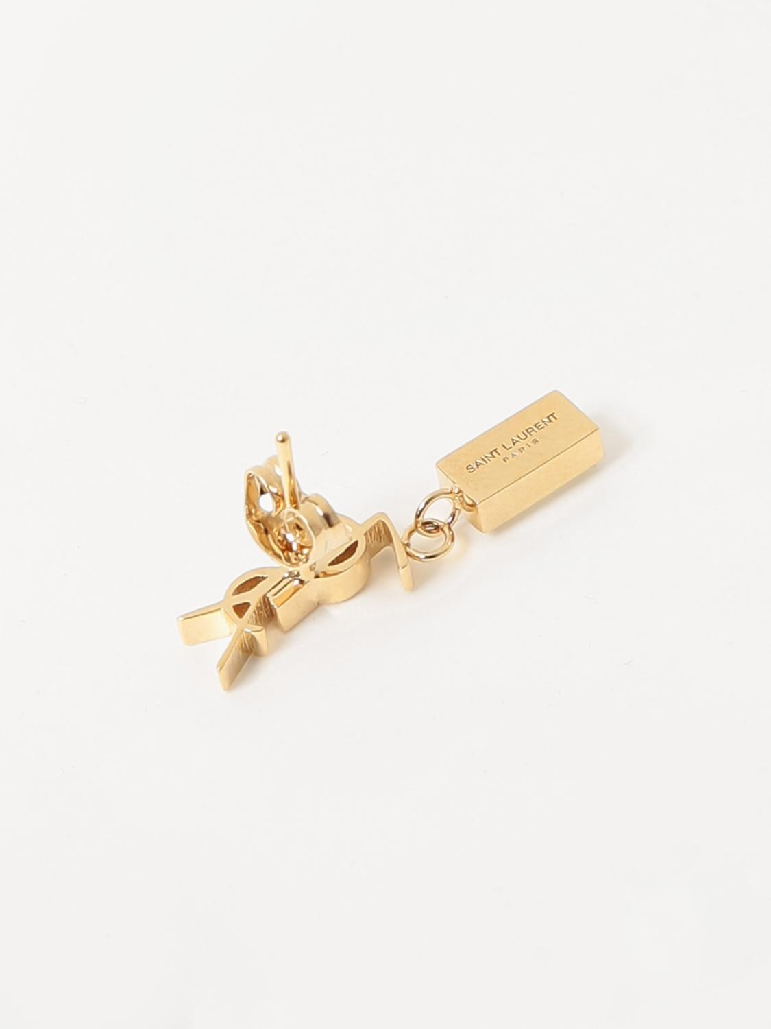 SAINT LAURENT GIOIELLO: Orecchino Saint Laurent in ottone con strass incastonato , Oro - Img 2