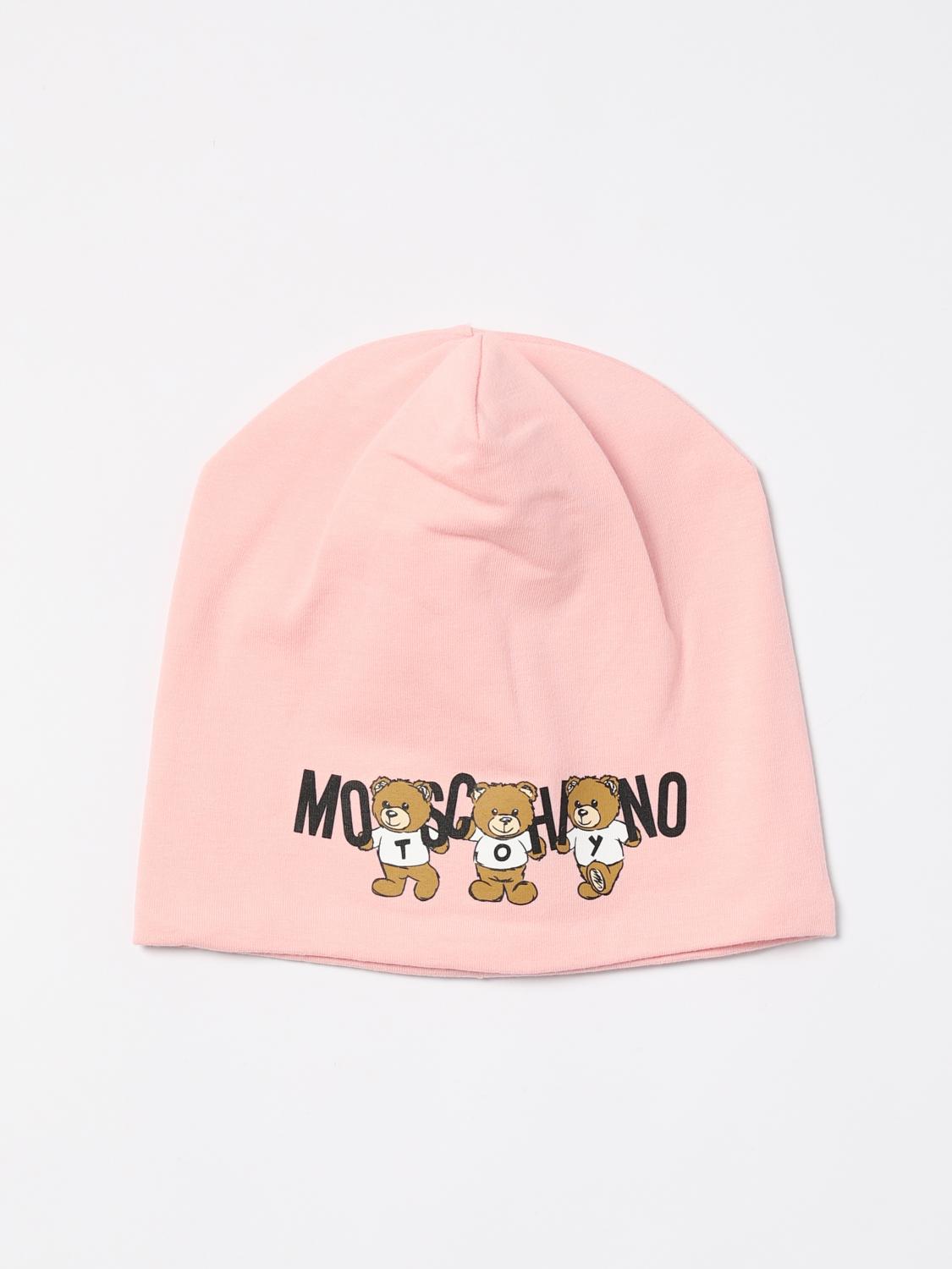 MOSCHINO HAT: Moschino cotton beanie with logo, Pink - Img 1