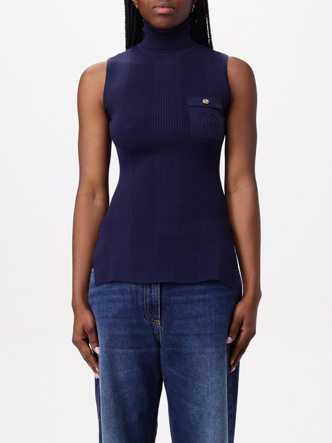 ELISABETTA FRANCHI WAISTCOAT: Sweater woman Elisabetta Franchi, Blue - Img 1