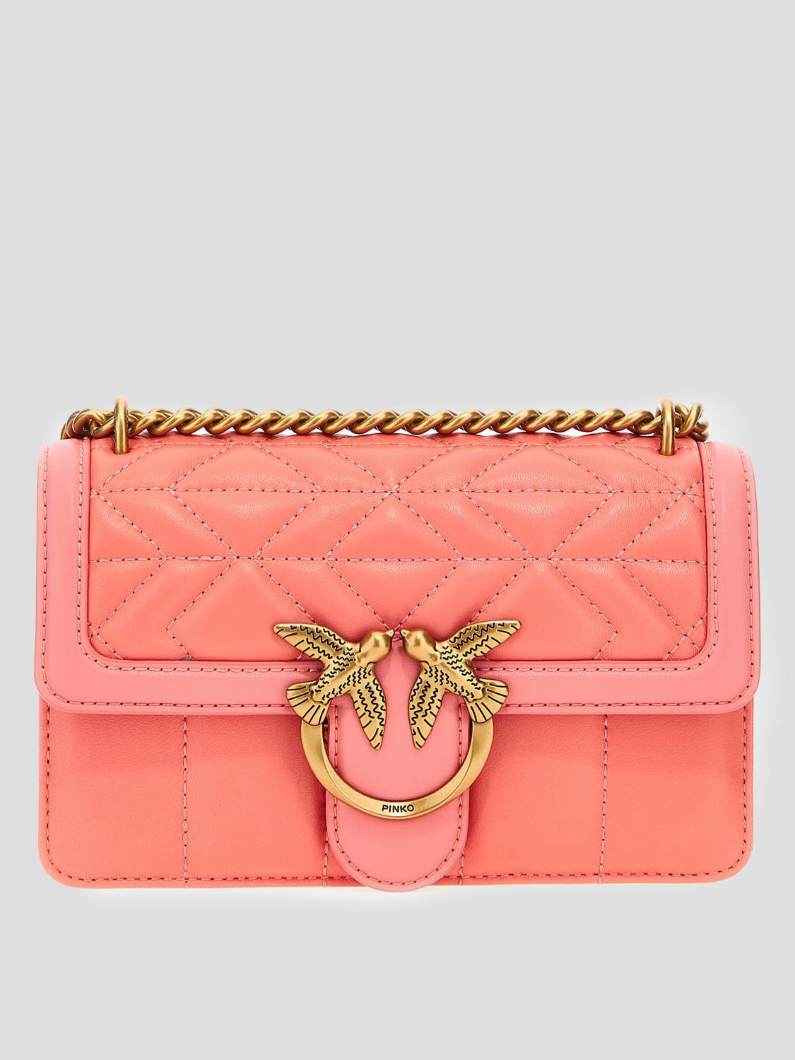 PINKO BORSA MINI: Borsa Love One Pinko in nappa matelassè , Rosa - Img 1