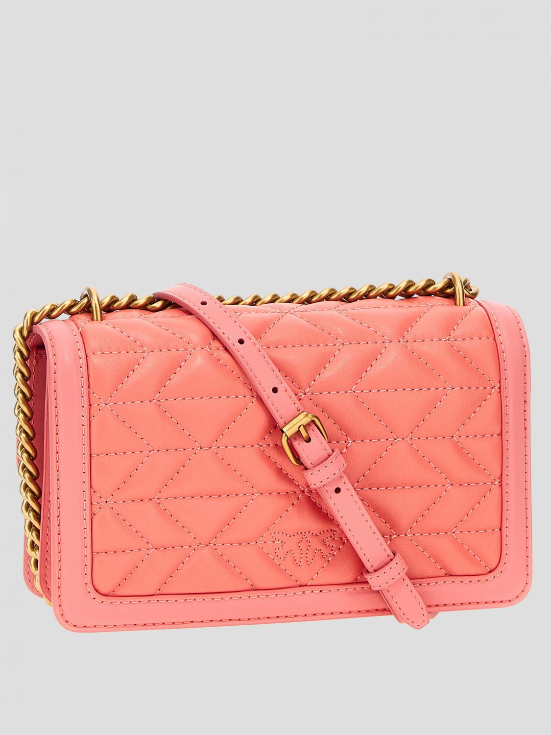 PINKO BORSA MINI: Borsa Love One Pinko in nappa matelassè , Rosa - Img 2