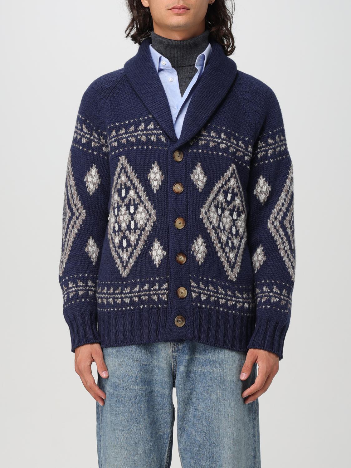 BRUNELLO CUCINELLI 针织开衫: 针织开衫 男士 Brunello Cucinelli, 蓝色 - Img 1
