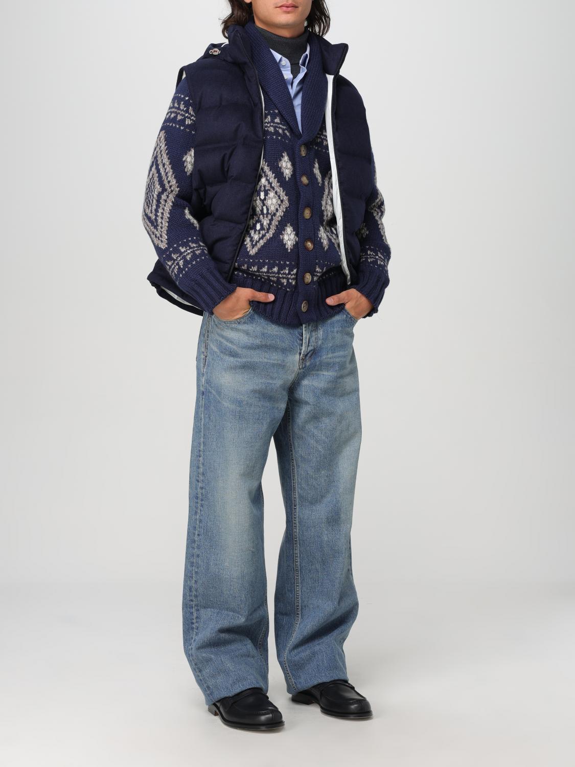 BRUNELLO CUCINELLI 针织开衫: 针织开衫 男士 Brunello Cucinelli, 蓝色 - Img 2
