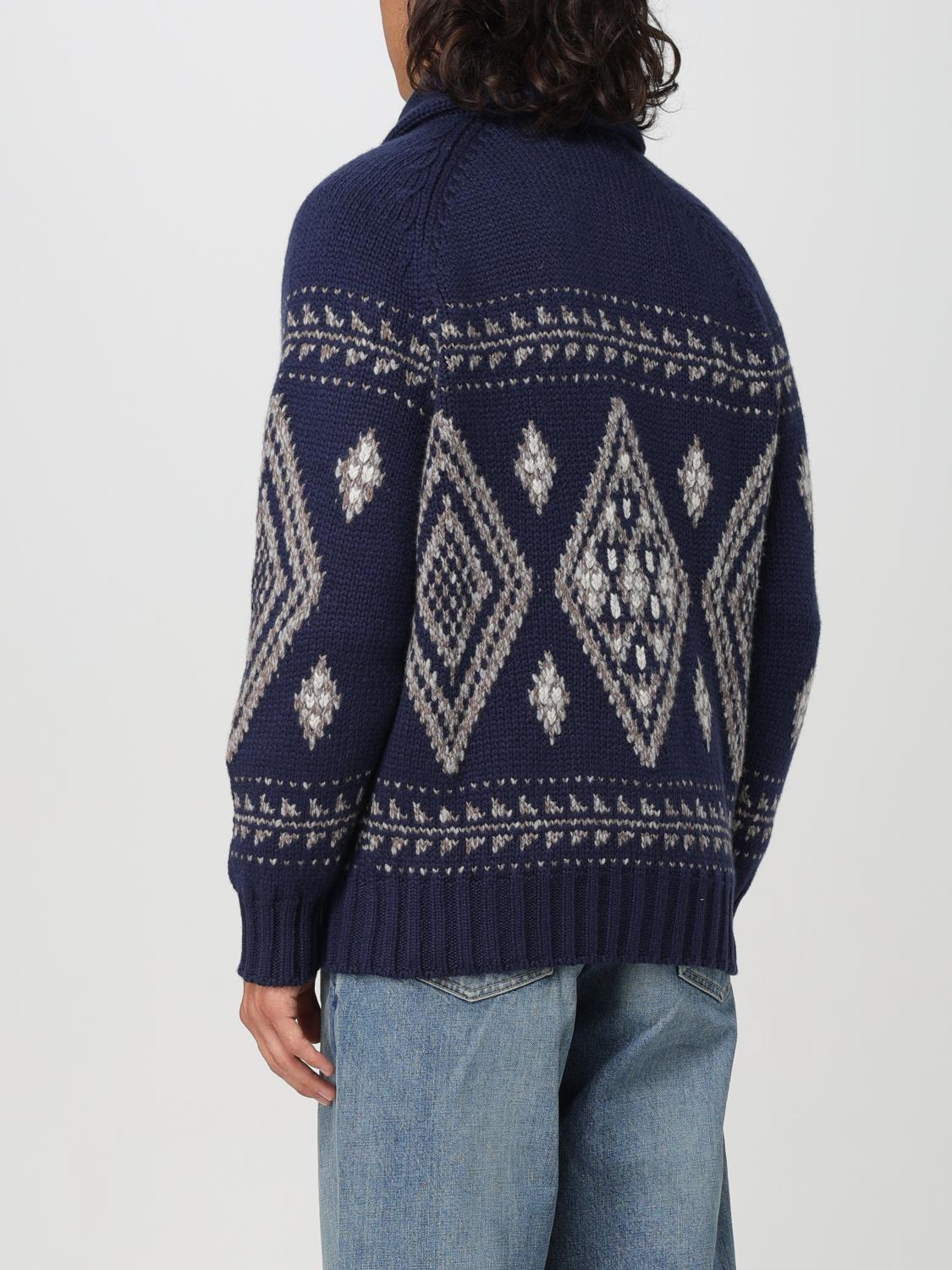 BRUNELLO CUCINELLI 针织开衫: 针织开衫 男士 Brunello Cucinelli, 蓝色 - Img 3