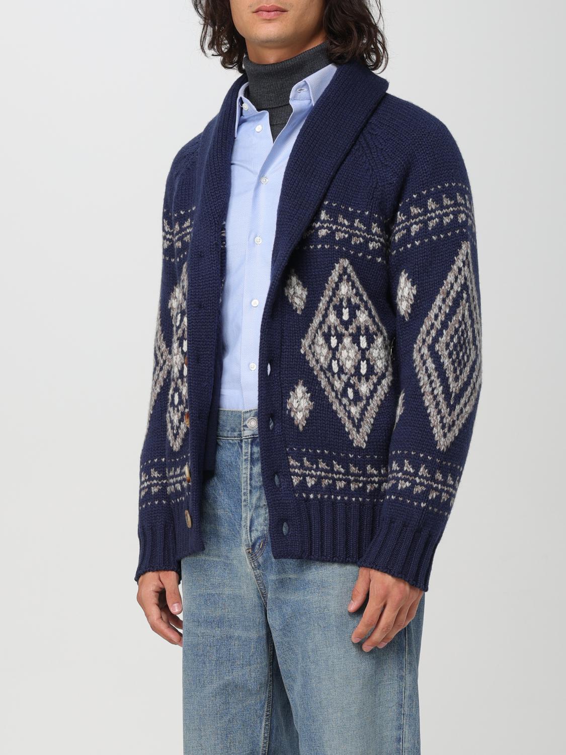 BRUNELLO CUCINELLI 针织开衫: 针织开衫 男士 Brunello Cucinelli, 蓝色 - Img 4