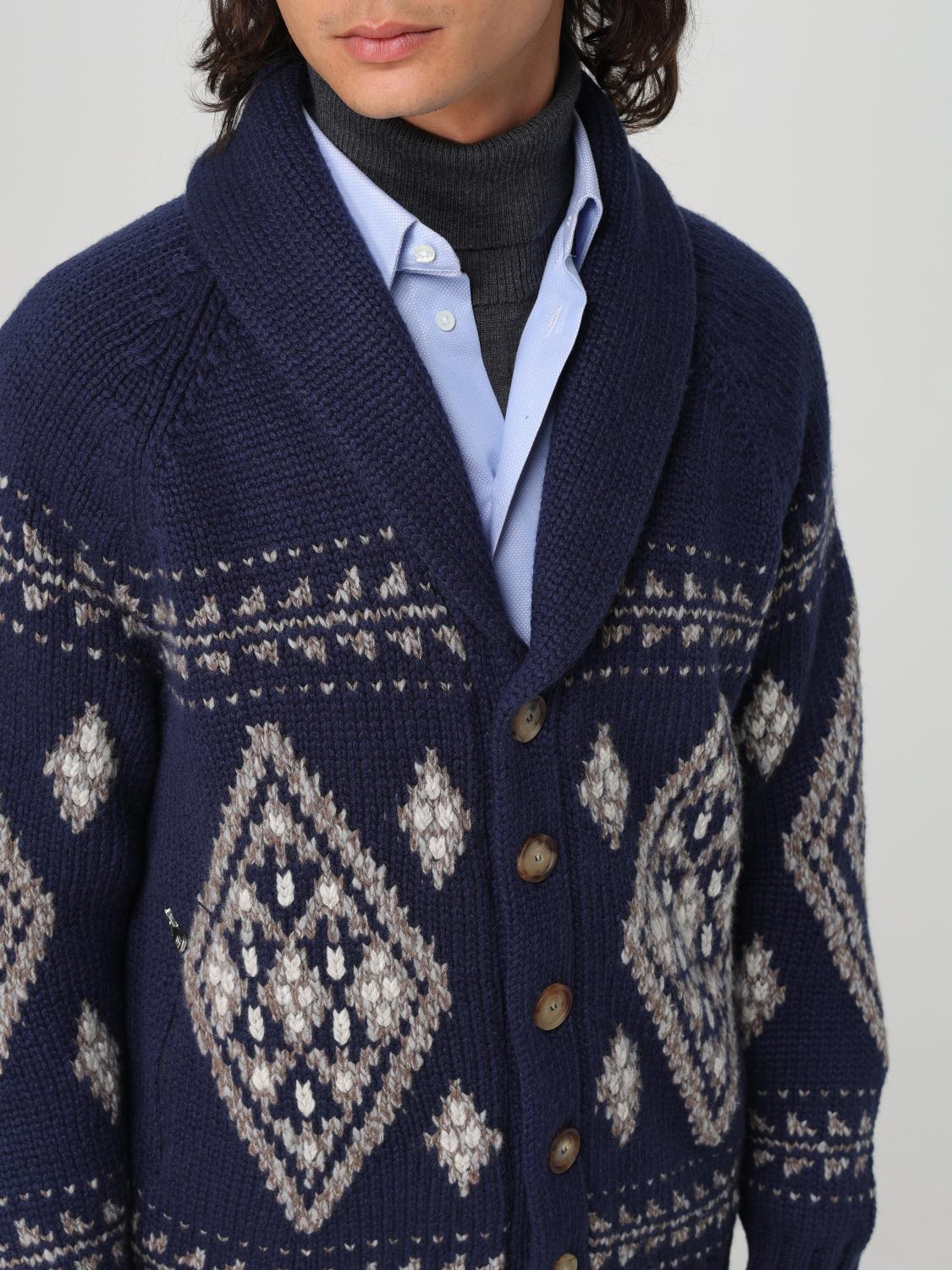 BRUNELLO CUCINELLI 针织开衫: 针织开衫 男士 Brunello Cucinelli, 蓝色 - Img 5