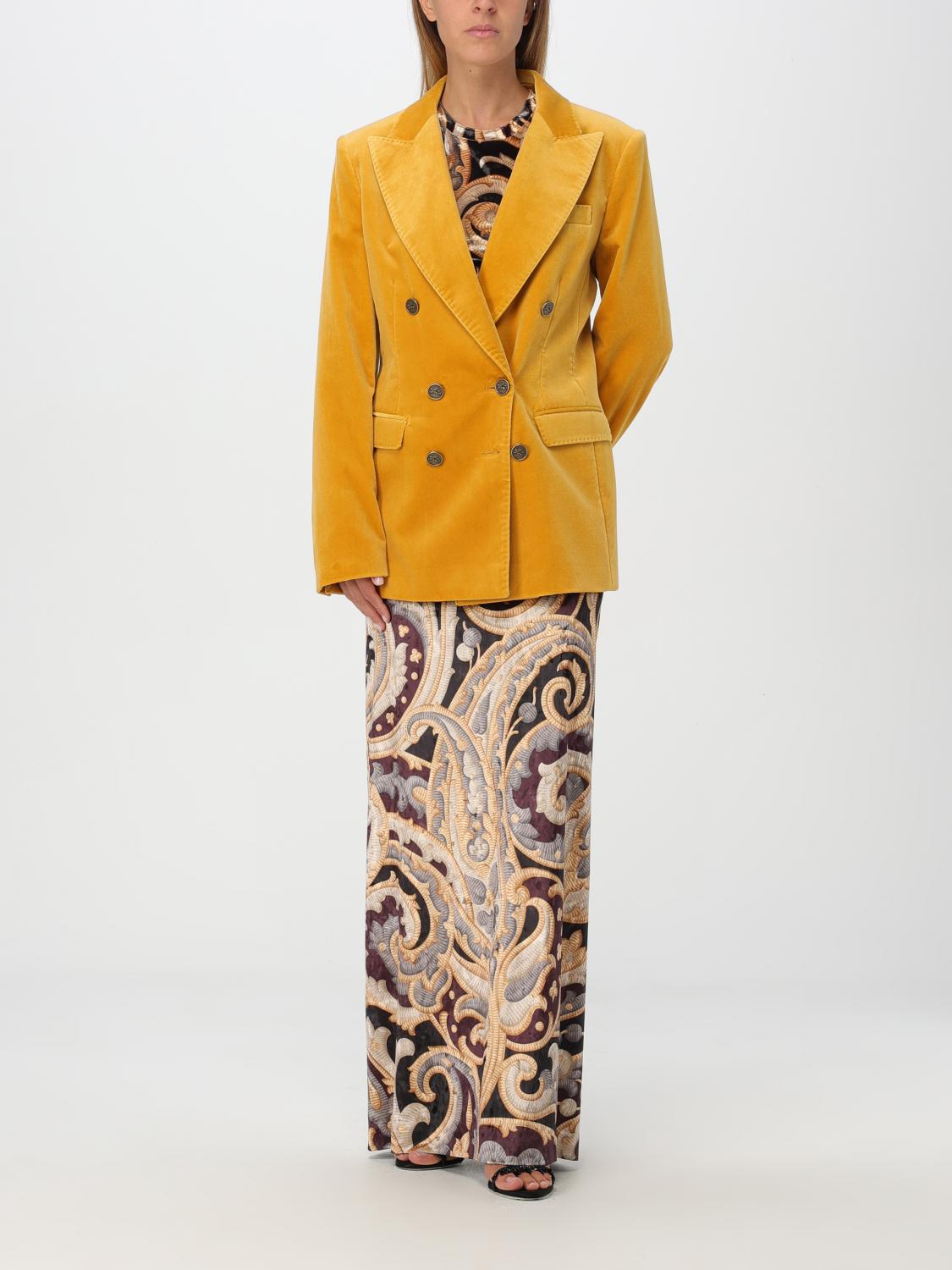 ETRO BLAZER: Blazer doppiopetto Etro in velluto , Giallo - Img 2