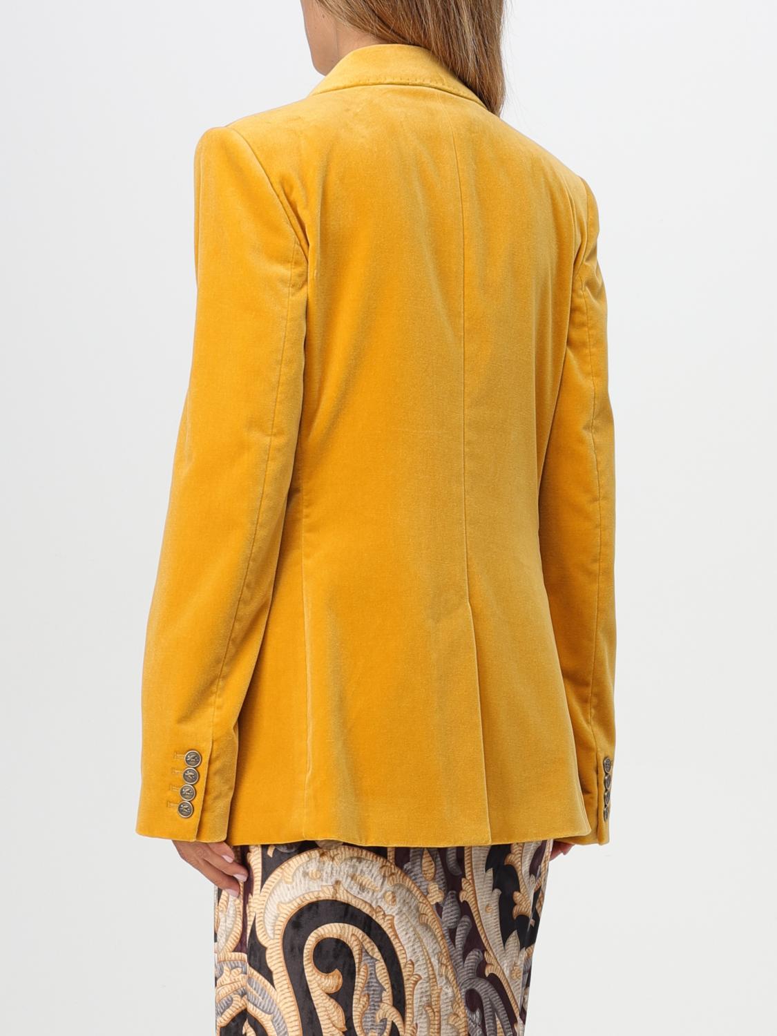 ETRO BLAZER: Blazer doppiopetto Etro in velluto , Giallo - Img 3