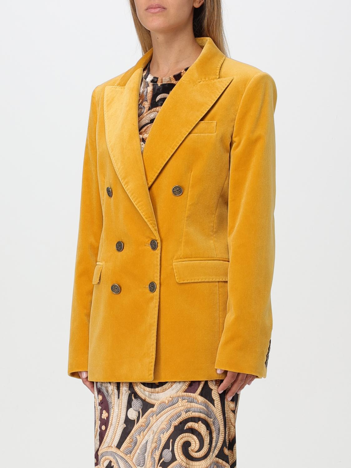 ETRO BLAZER: Blazer doppiopetto Etro in velluto , Giallo - Img 4