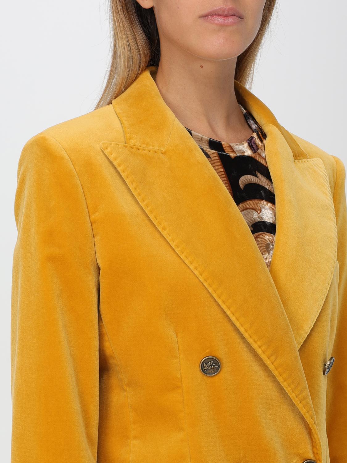 ETRO BLAZER: Blazer doppiopetto Etro in velluto , Giallo - Img 5