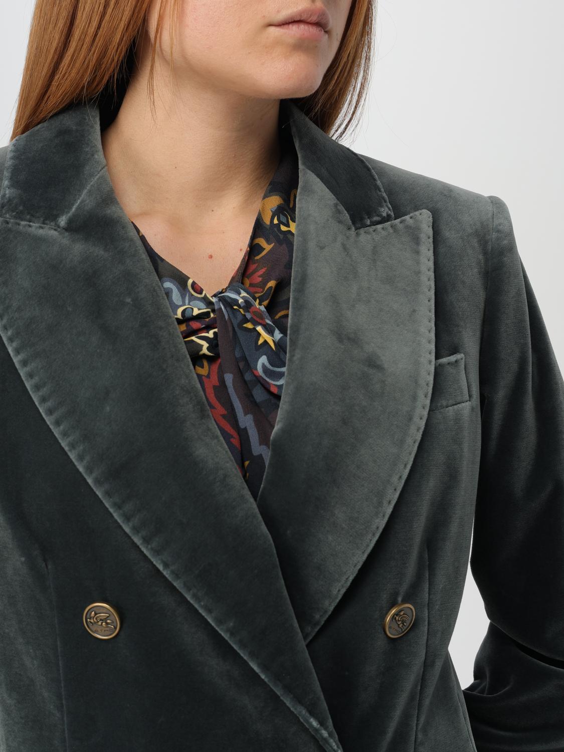 ETRO BLAZER: Etro double-breasted velvet blazer, Grey - Img 5