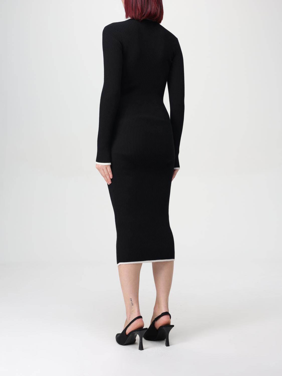 ELISABETTA FRANCHI ABITO: Abito midi in viscosa con logo Elisabetta Franchi, Nero - Img 2