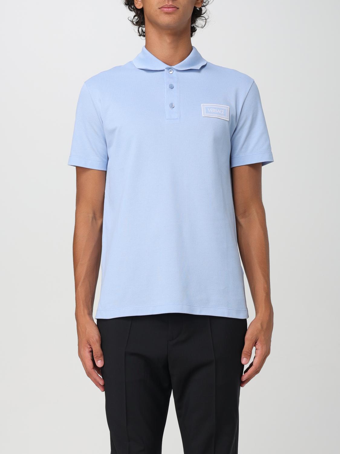 VERSACE POLO SHIRT: Polo shirt men Versace, Blue - Img 1