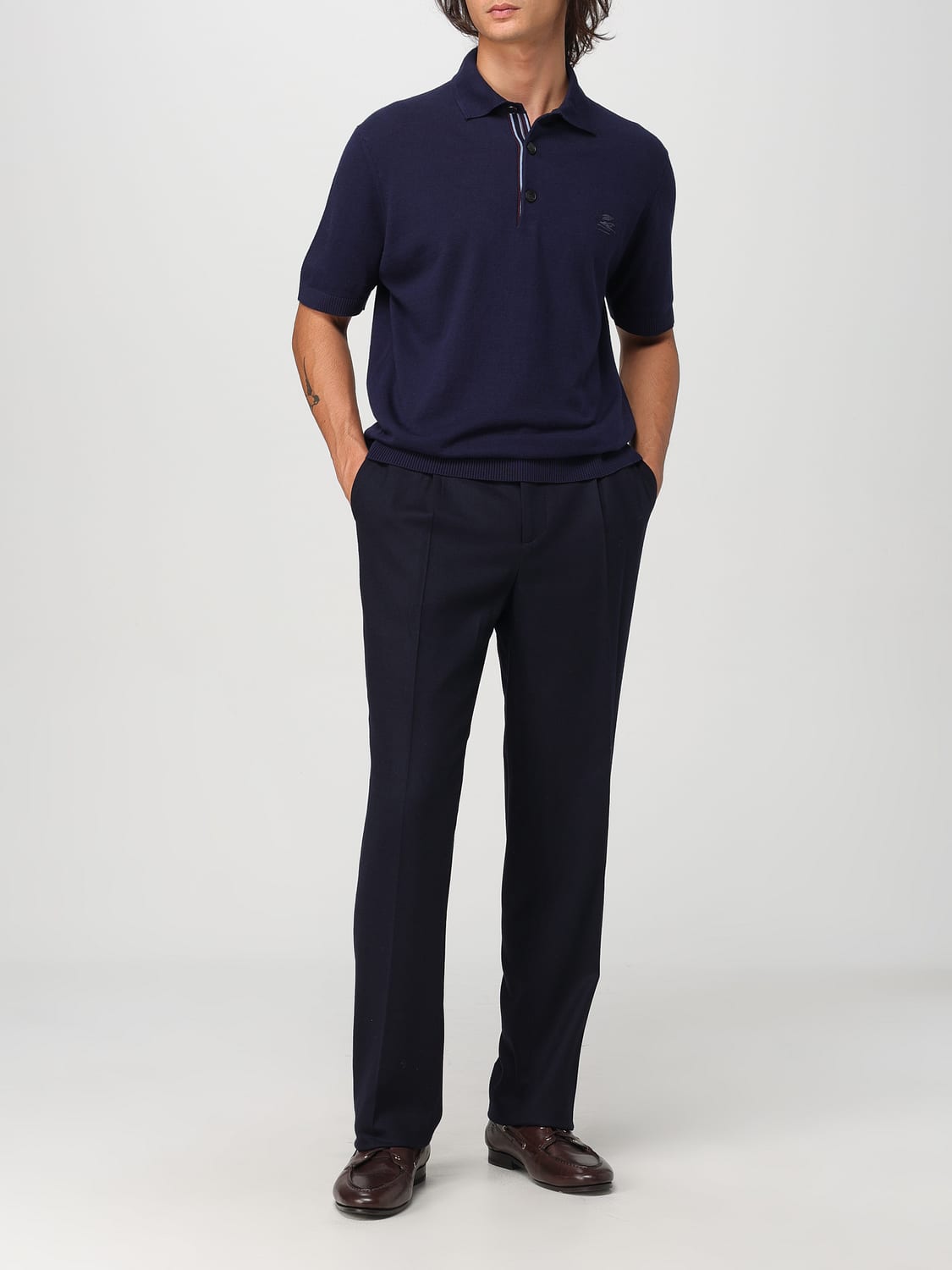 ETRO POLO: Polo Etro in cotone con logo , Blue - Img 2