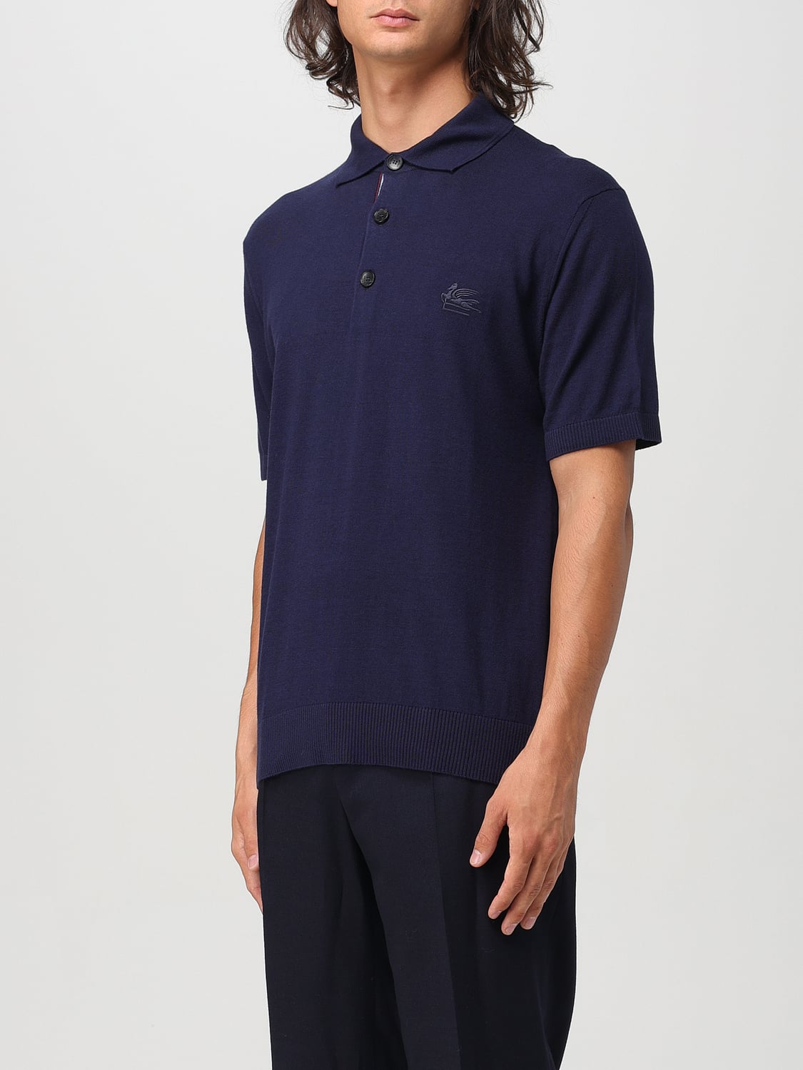 ETRO POLO: Polo Etro in cotone con logo , Blue - Img 4