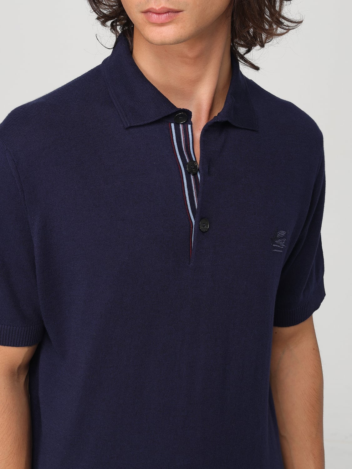 ETRO POLO: Polo Etro in cotone con logo , Blue - Img 5