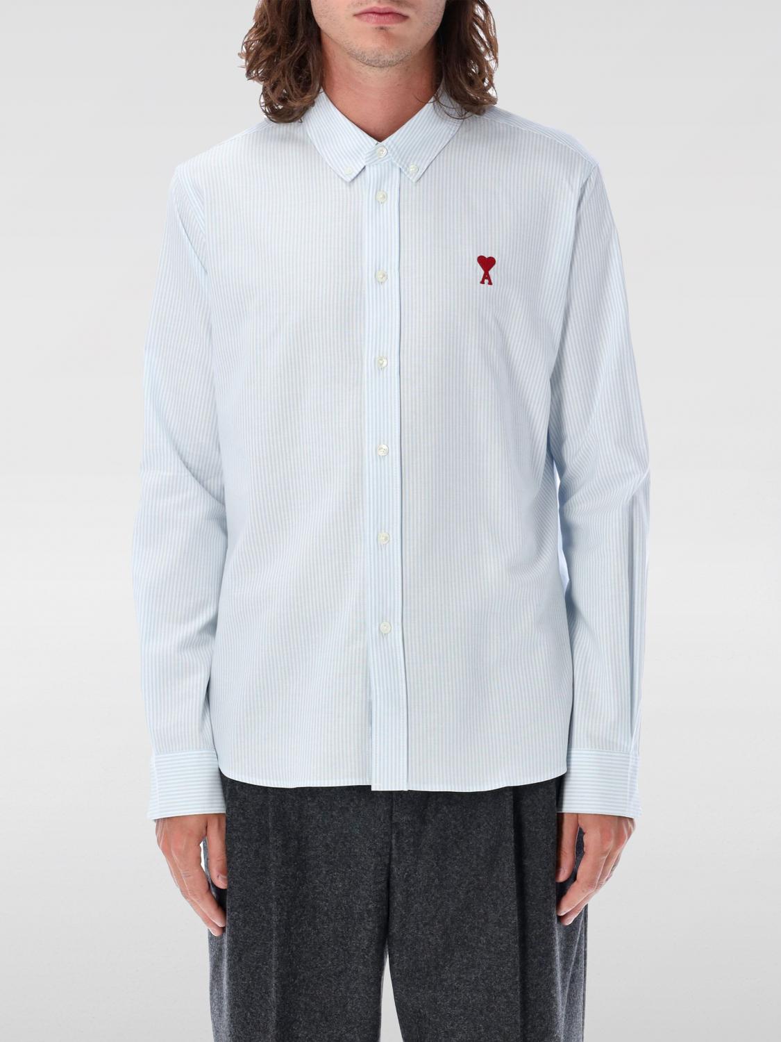 AMI PARIS CAMICIA: Camicia Ami Paris in cotone a righe , Blue - Img 1