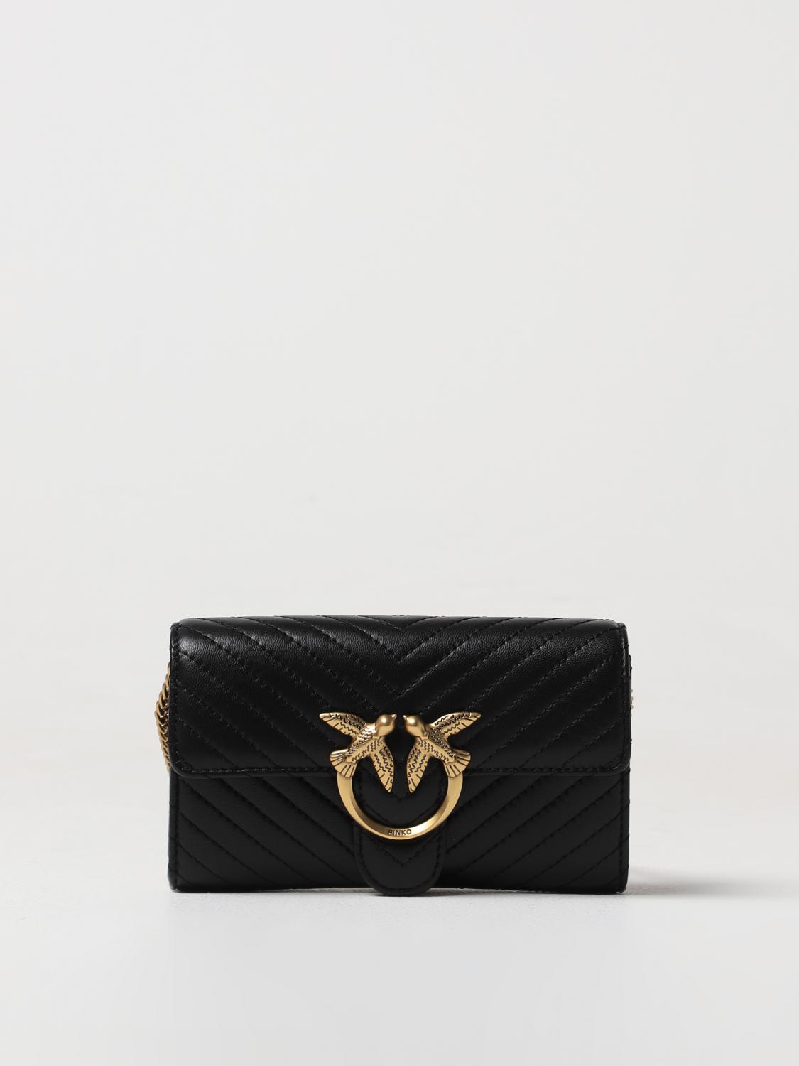 PINKO BORSA MINI: Borsa wallet Pinko in nappa trapuntata chevron , Nero - Img 1